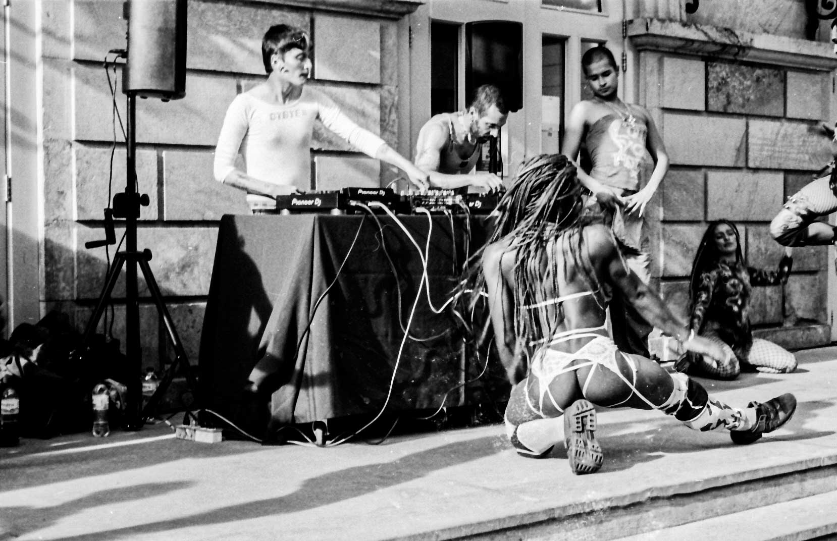 pantera dancing in the streets at a protest in bogota colombia