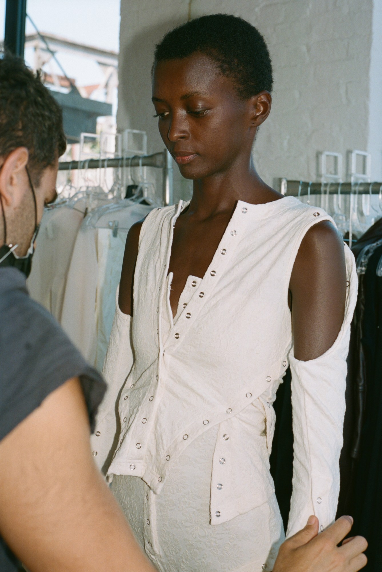 A model at an Eckhaus Latta fitting