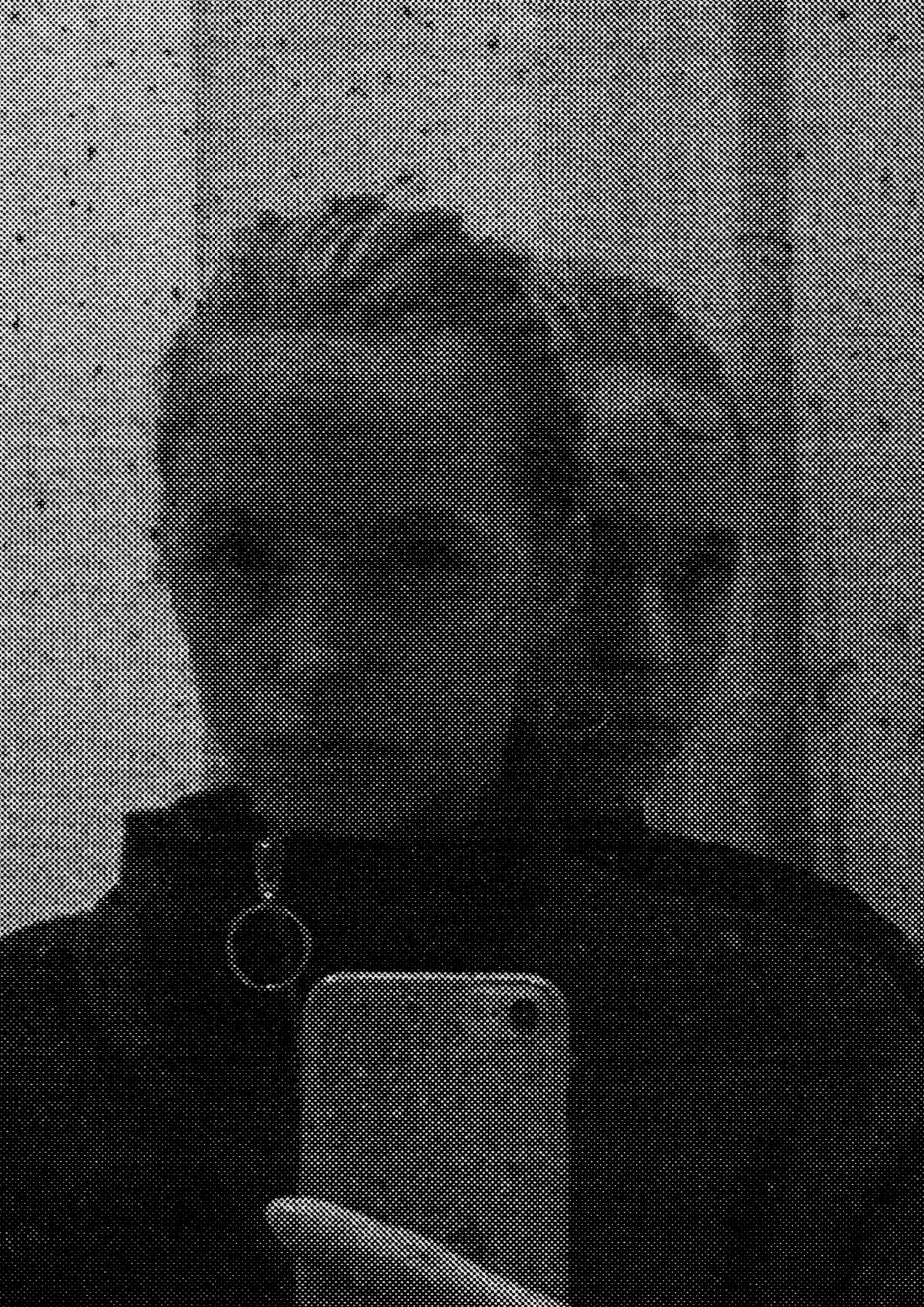 twin sisters take a black and white mirror selfie on their iphone; one girl stands behind the other, looking over her sister's shoulder