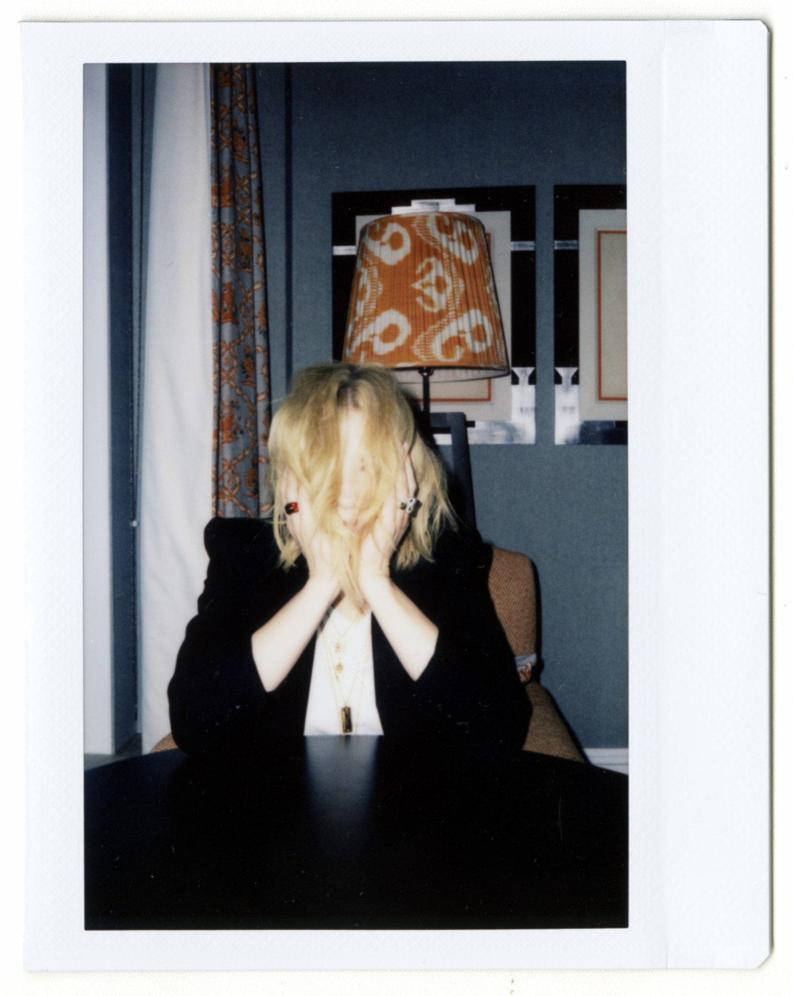 a polaroid portrait of cate blanchett at the table by hugo huerta marin