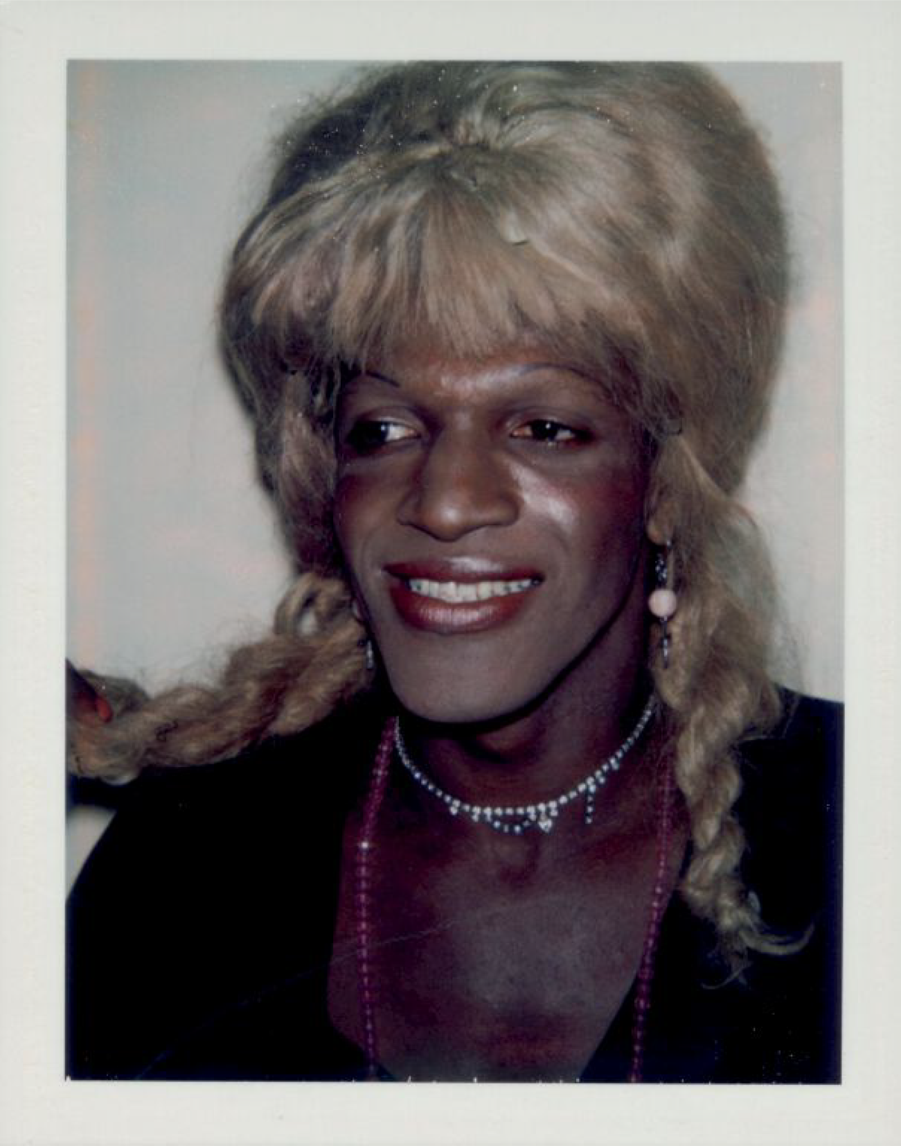 a polaroid portrait of marsha p. johnson by andy warhol