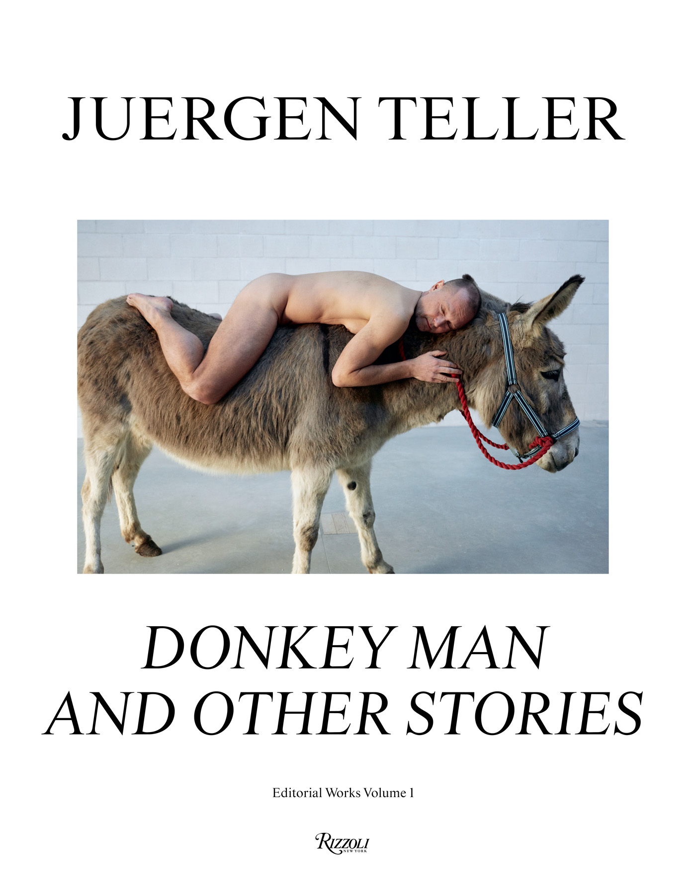 the photographer juergen teller lies naked on top of a donkey