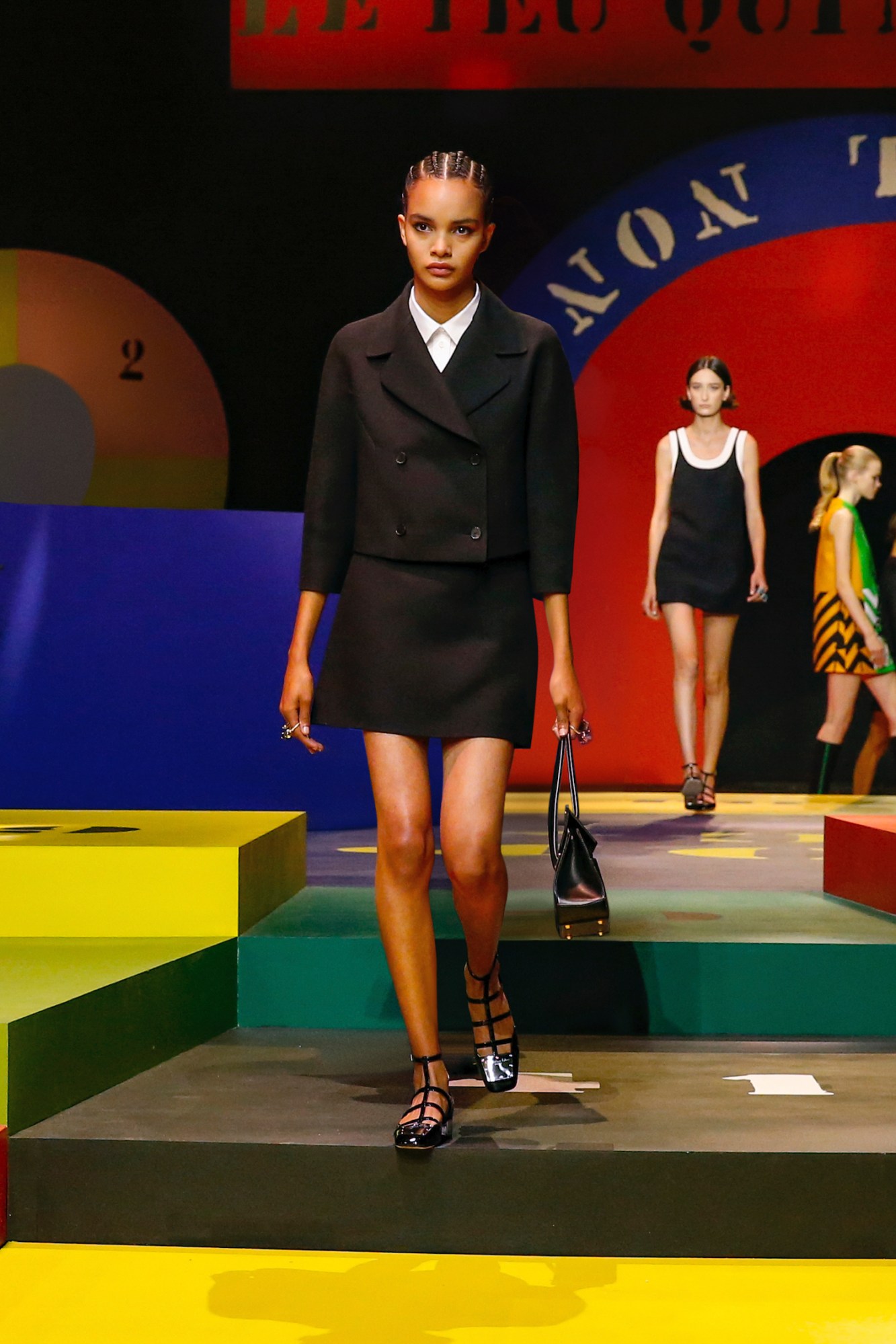 dior ss22 rtw cropped black skirt suit