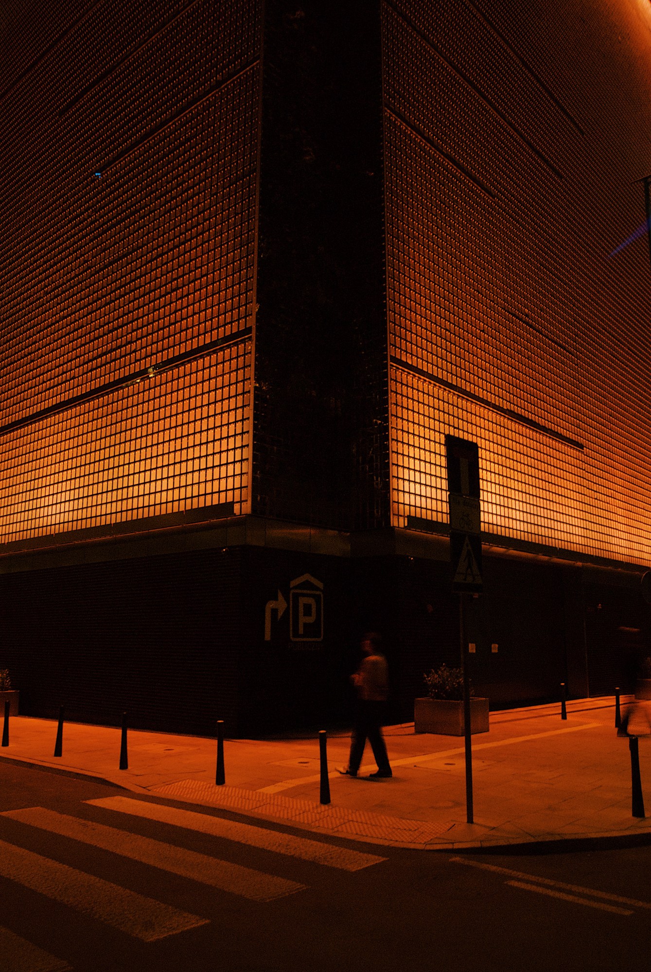 Street corner at night in Warsaw