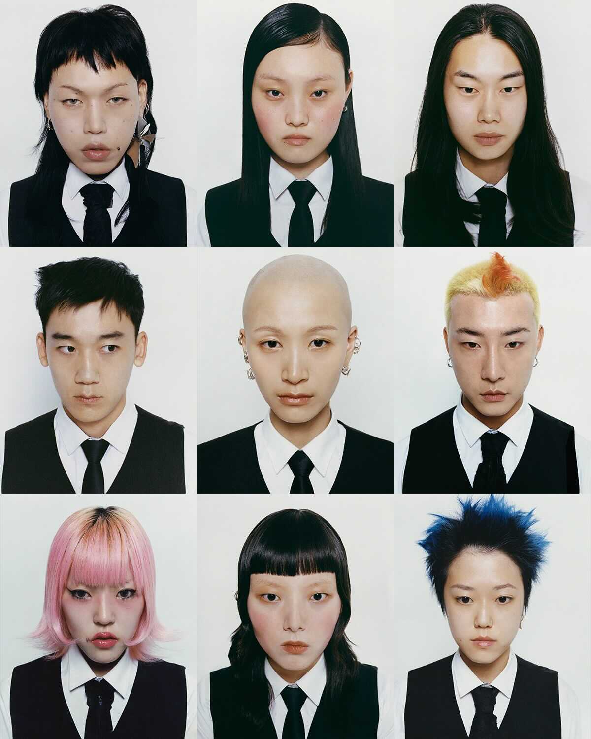 a collage of portraits of young korean creatives by photographer cho gi seok