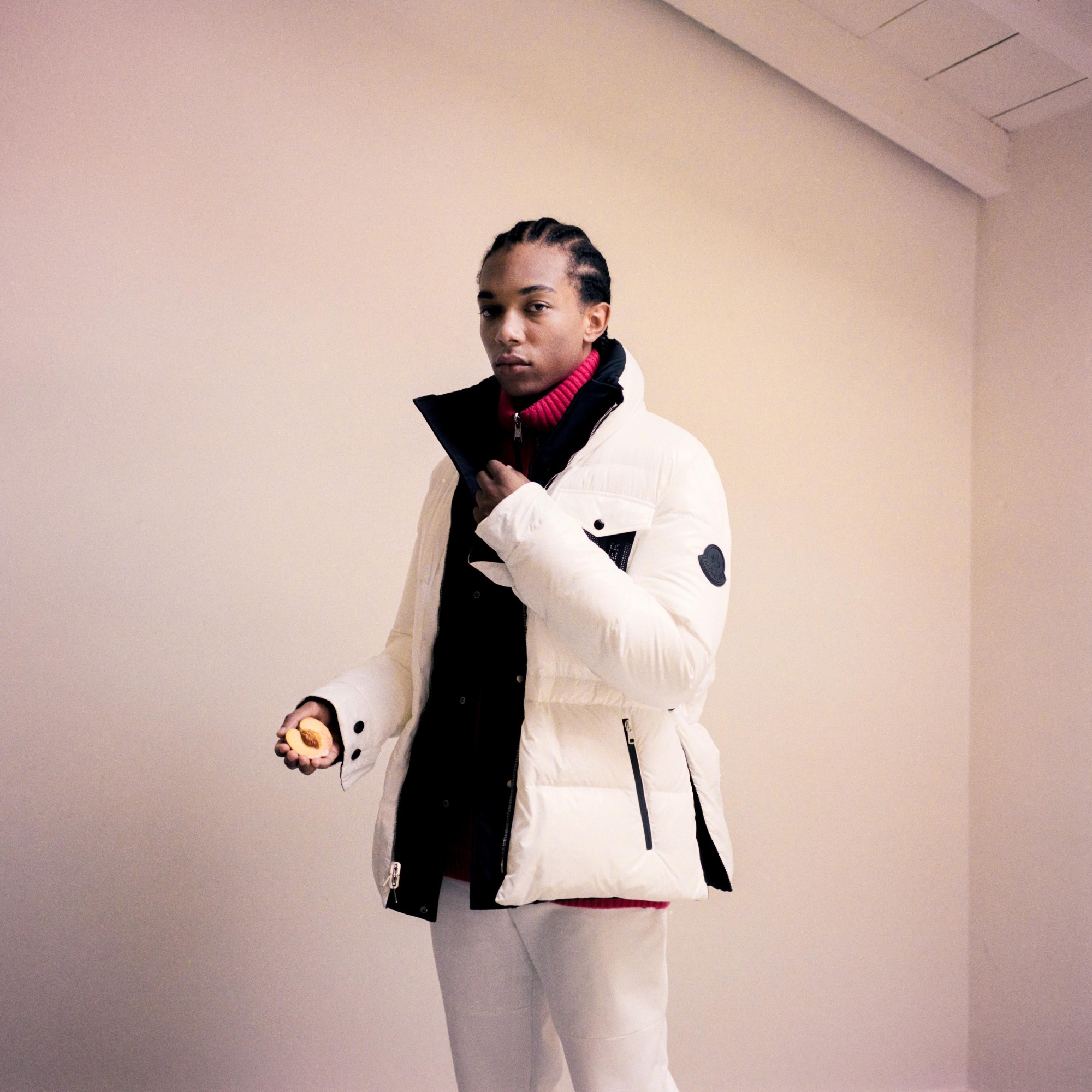 a model wearing Moncler AW21 shot by Marzio Emilio Villa