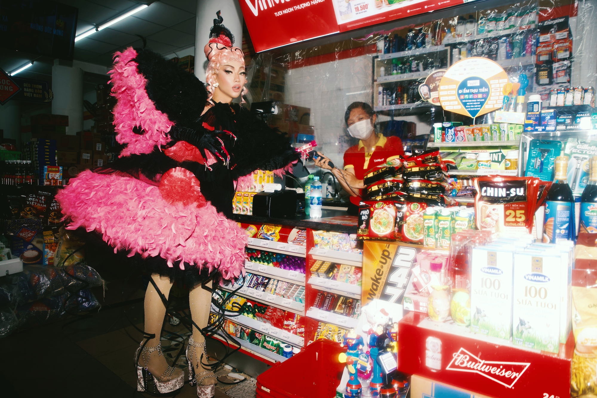 vietnamese drag queen sweet valentien at a shop in ho chi minh city