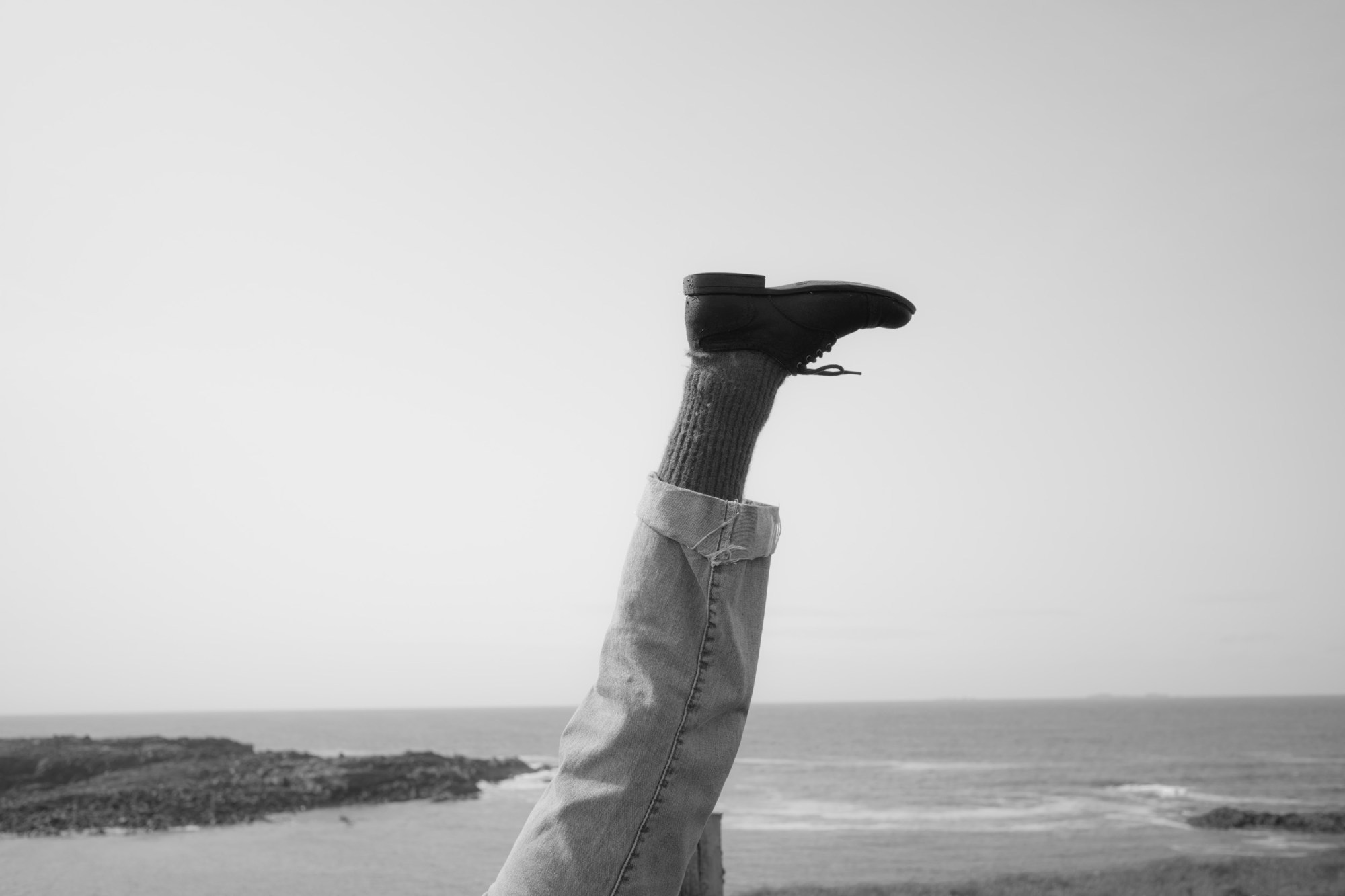 Andrea leg and horizon line in North Uist