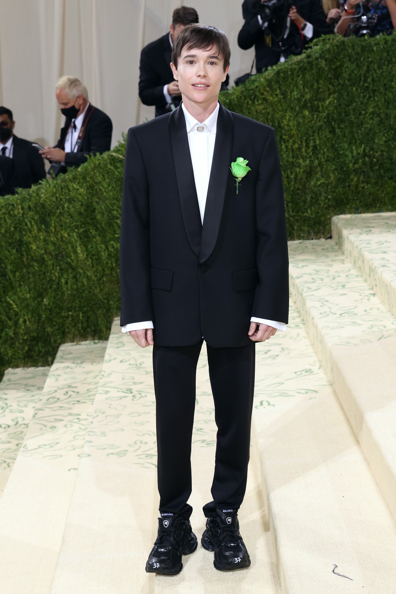 elliot page in a balenciaga suit at the met gala