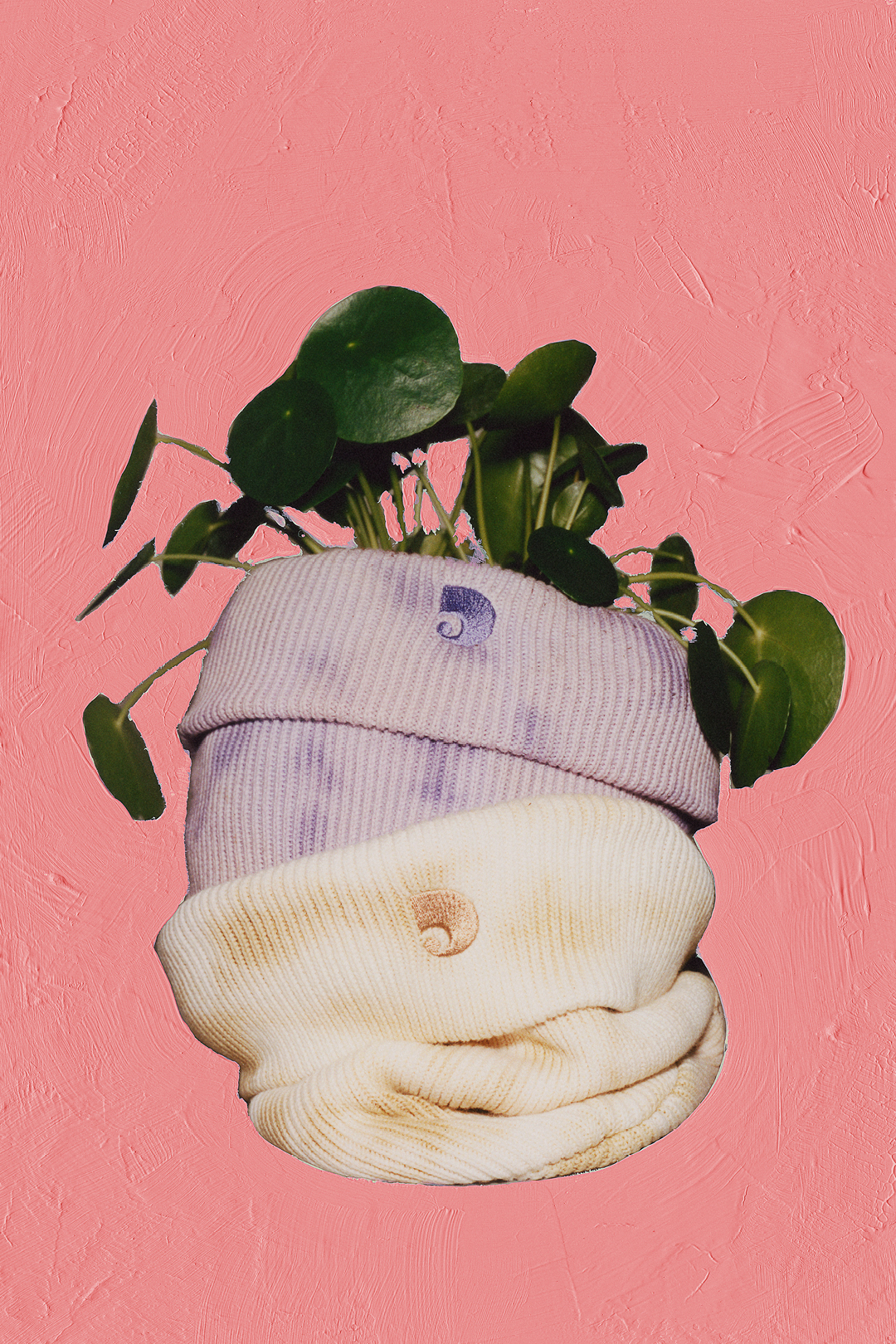 elliot james kennedy carharrt spring 2022 campaign, with pastel hats stacked on each other