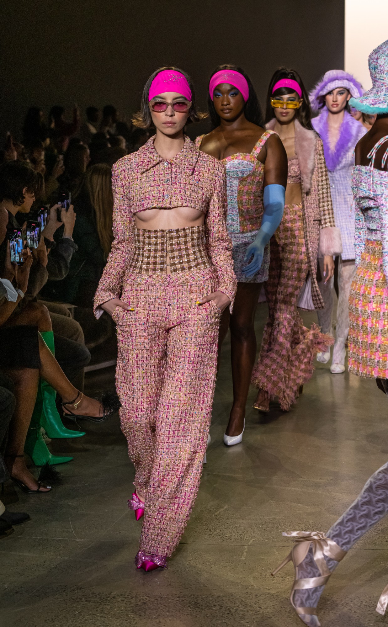 a model walking the runway at kim shui's aw22 show at new york fashion week