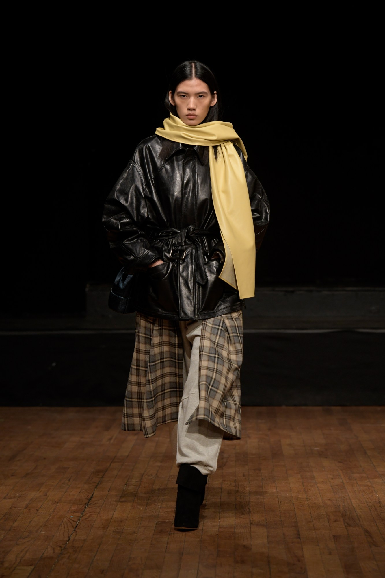 a model walking the runway at maryam nassir zadeh's aw22 show at new york fashion week