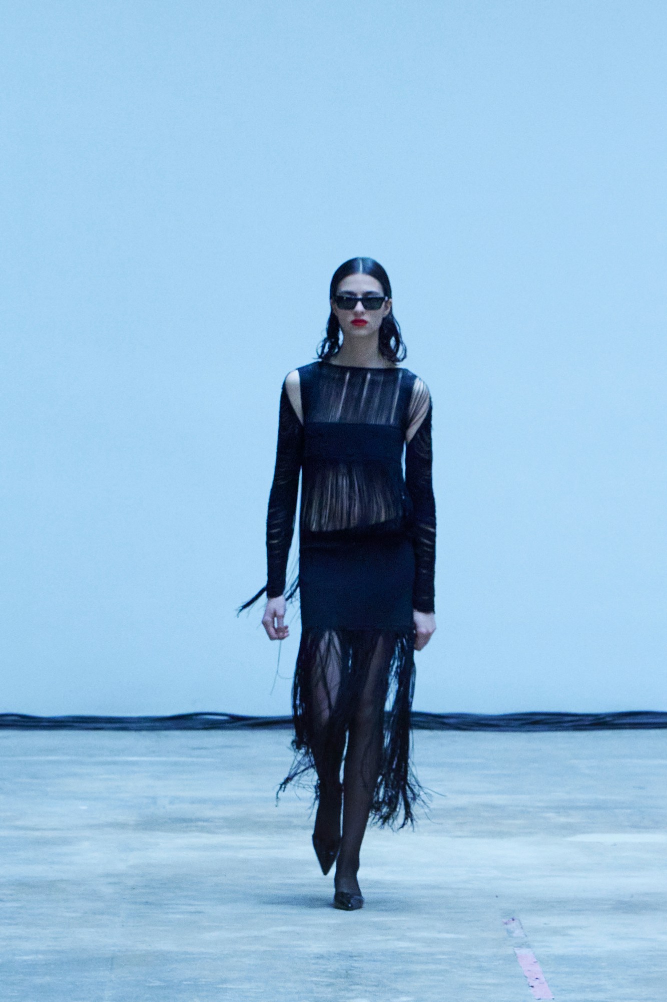 a model walking the runway at khaite's aw22 show at new york fashion week