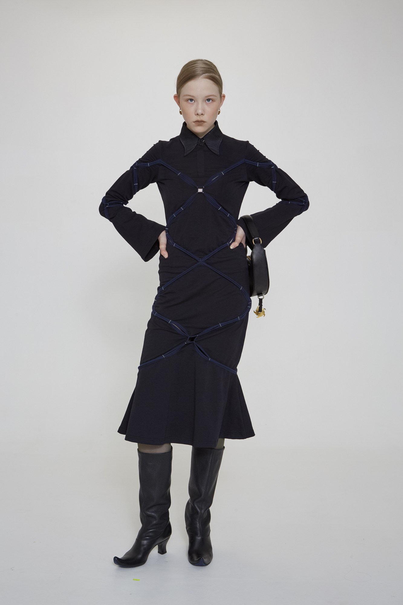 a model wearing russian label j.kim