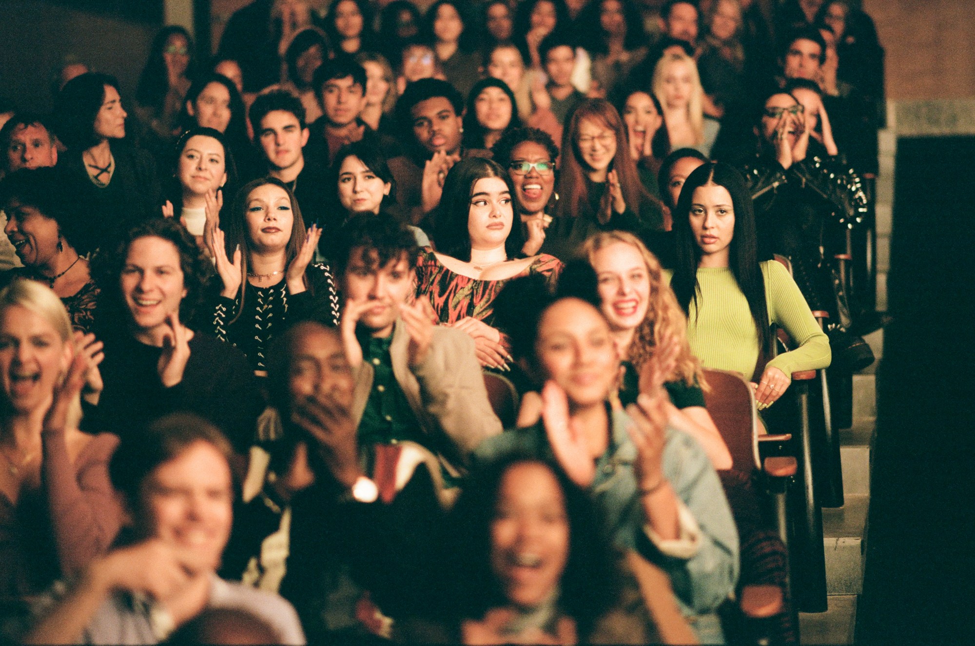 Backstage imagery of crowd watching Lexi's play in Euphoria