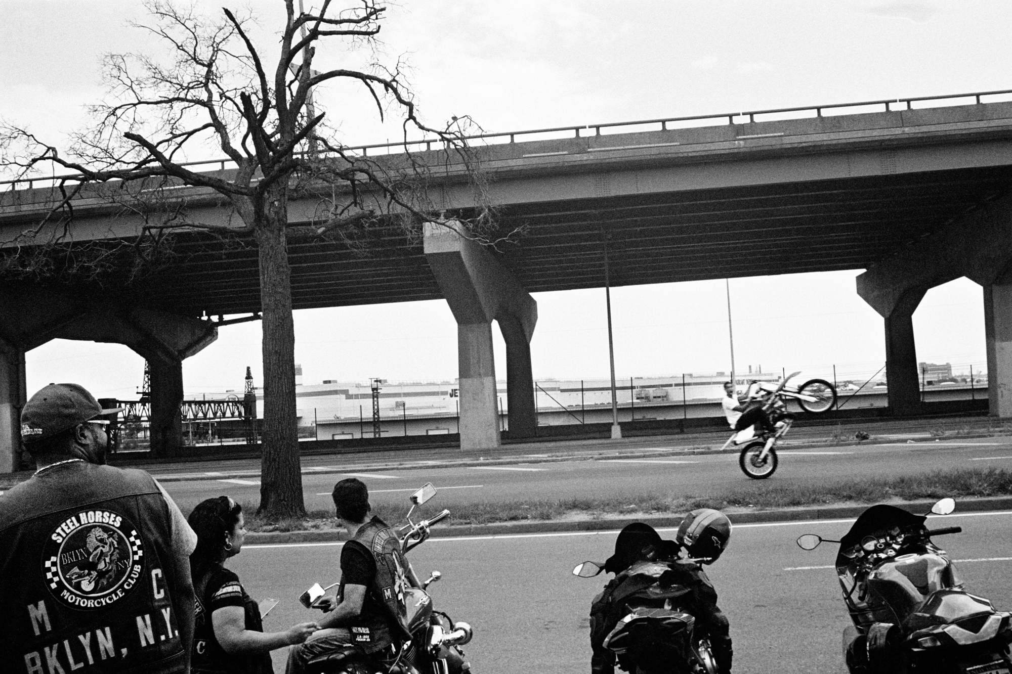 Dirt biker wheelie on Bruckner Boulevard, The Bronx 2015