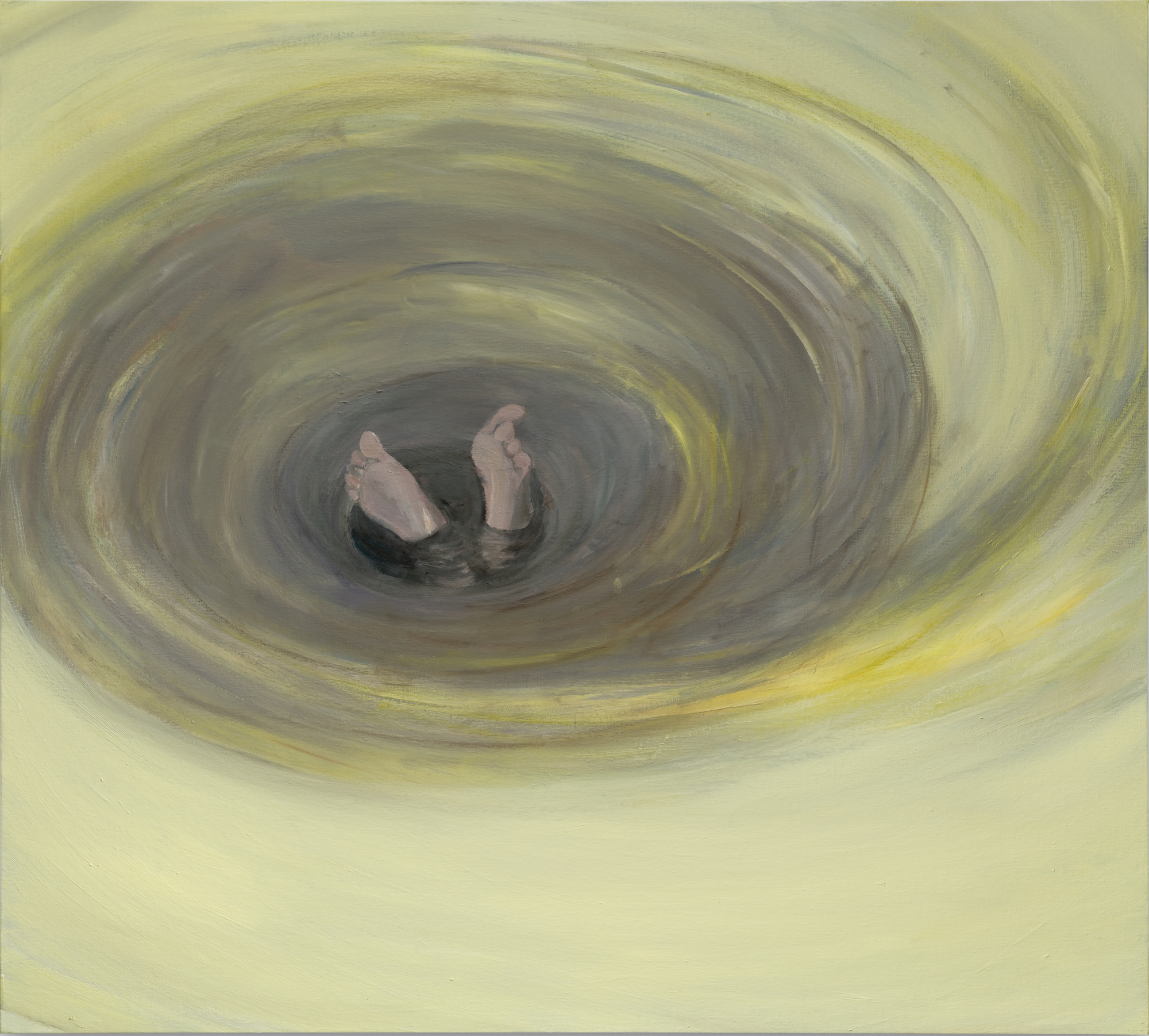 a painting of Bare feet falling into a whirlpool by Xinyi Cheng