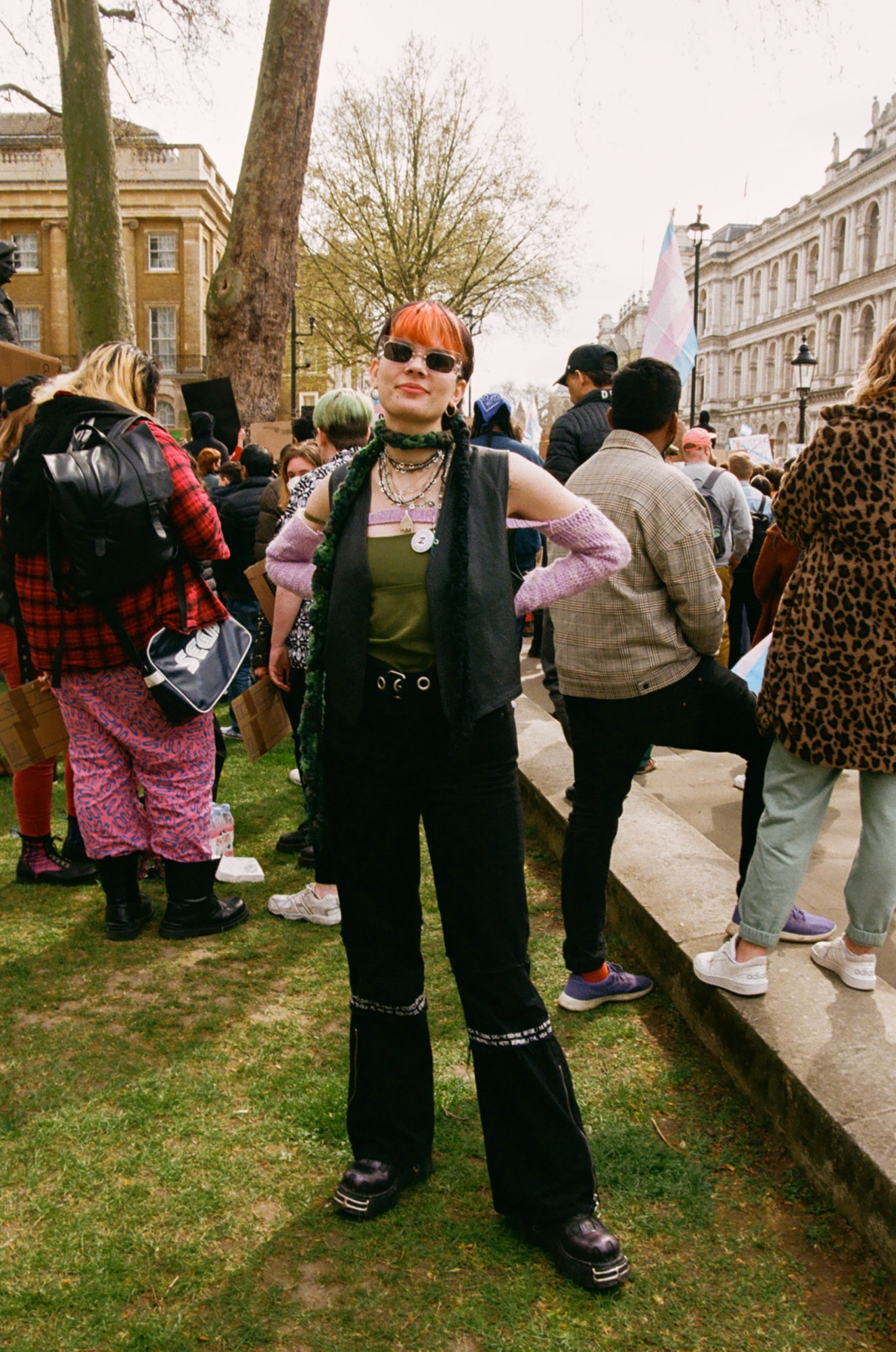 Protester at the ban trans conversion therapy protest at Downing Street, London.