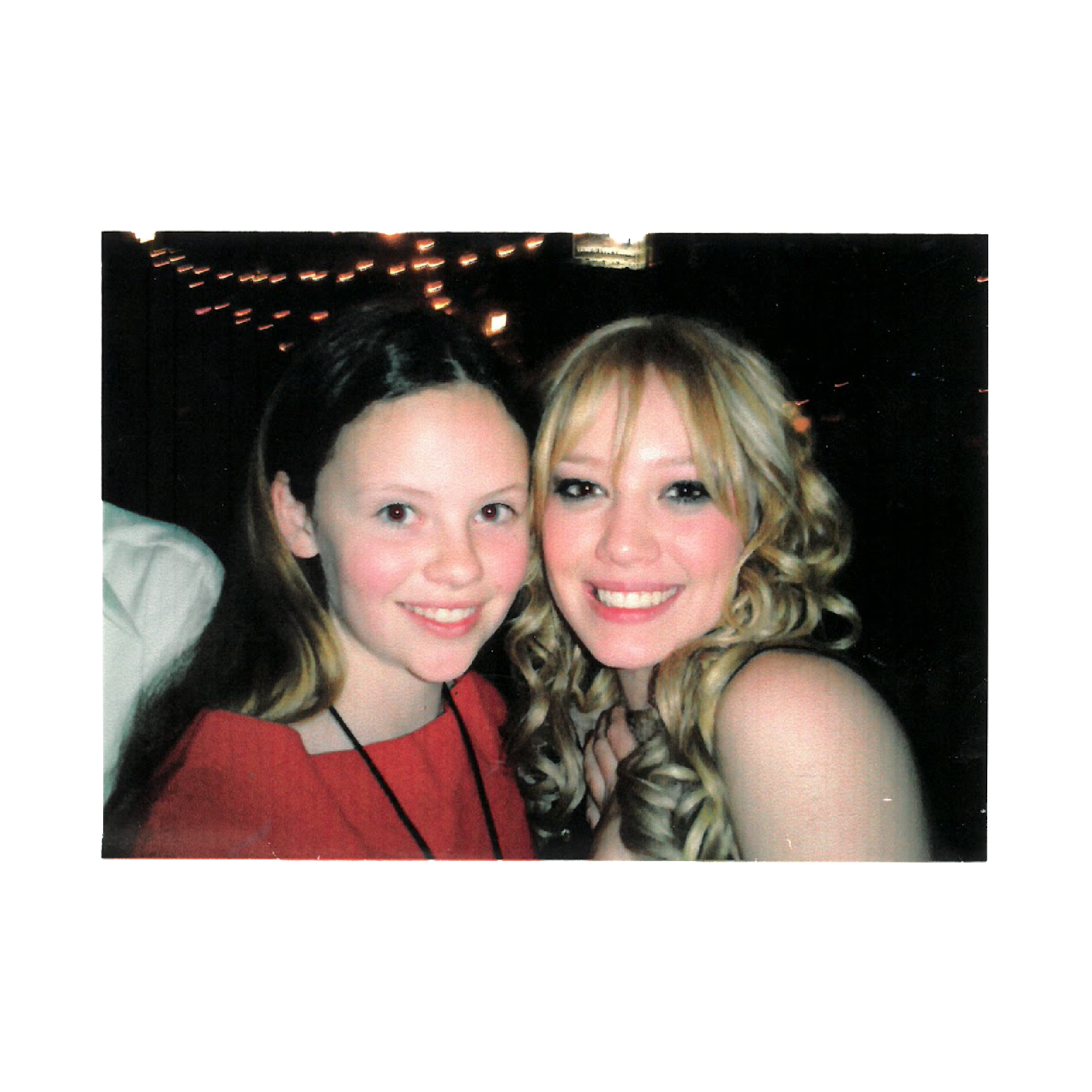 sarah ramos (as a child) and hilary duff pose for a selfie