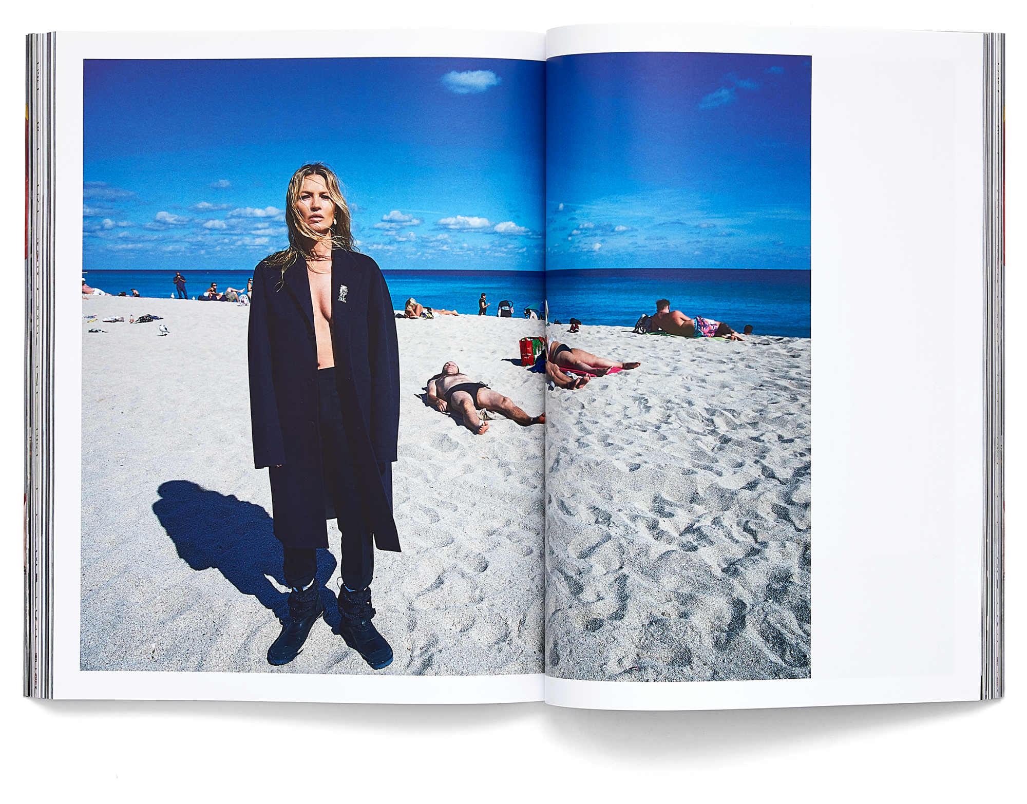 kate moss on a beach in i-d magazine