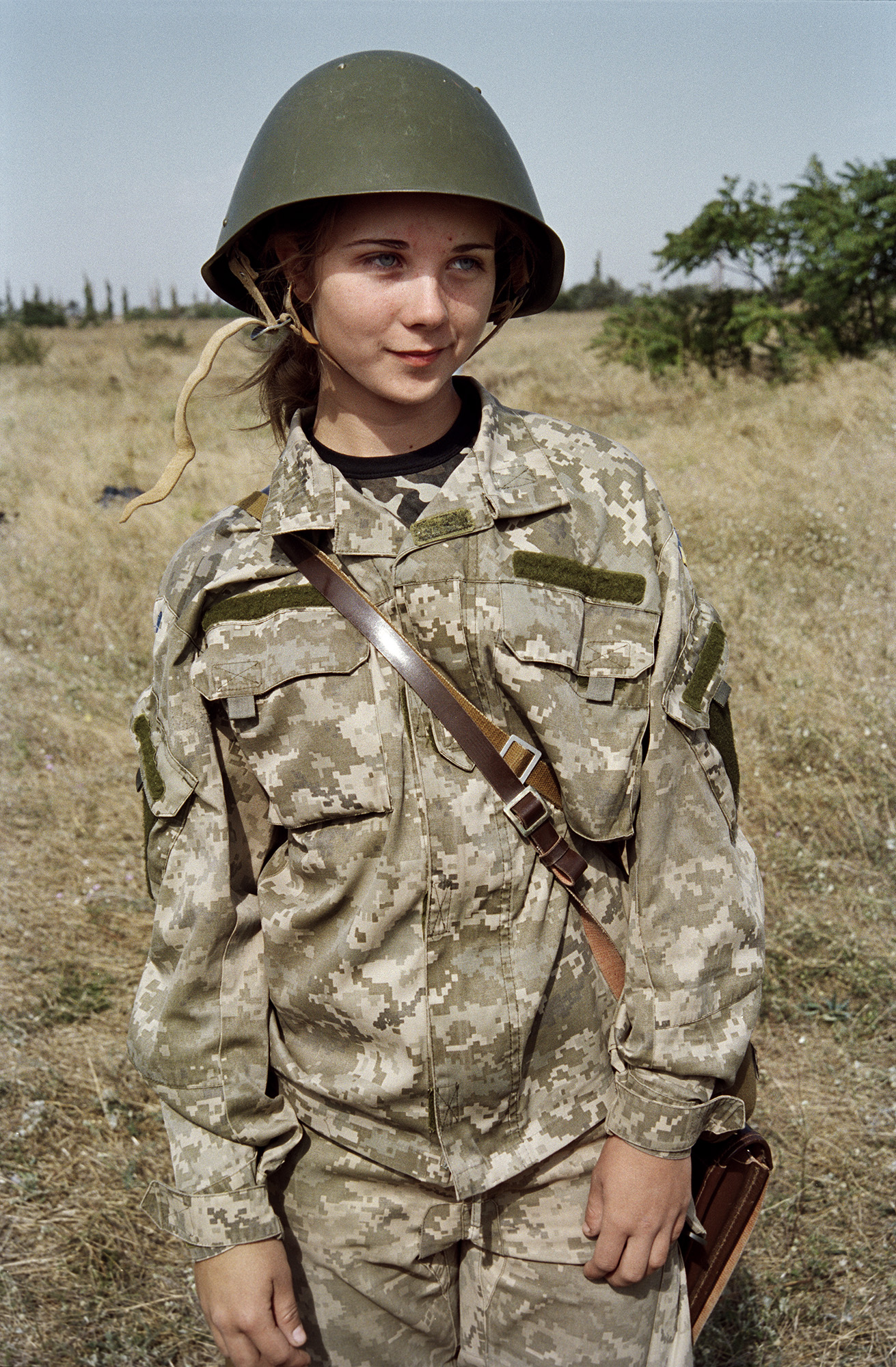 A young female Ukranian soldier.