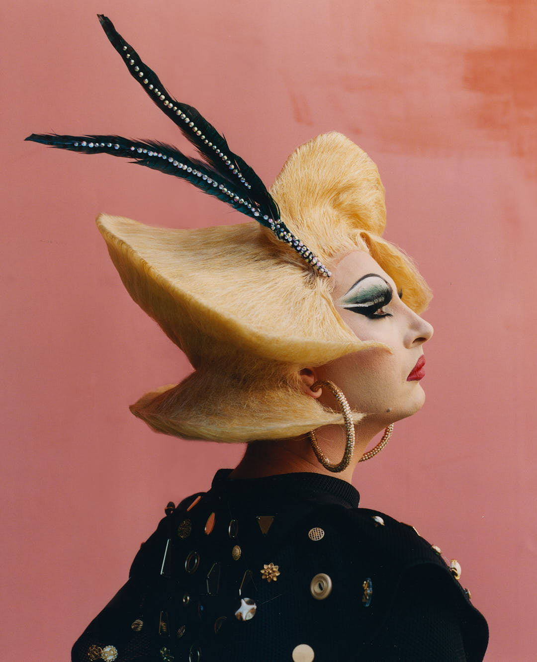 portrait of a woman against a pink background for Camila Falquez: Gods That Walk Amongst Us