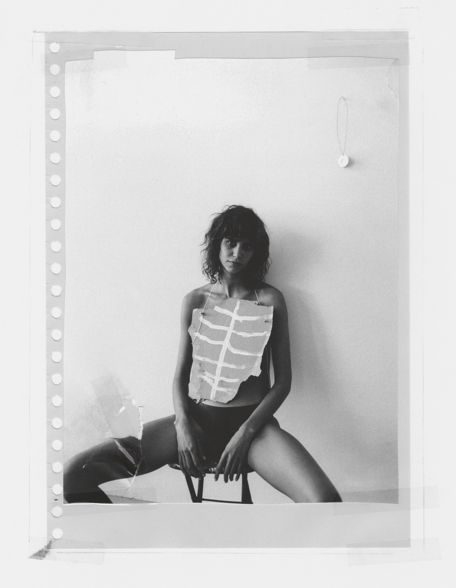 Mica sitting on a stool in the Stef Mitchell story in I-D 368 The Earthrise Issue