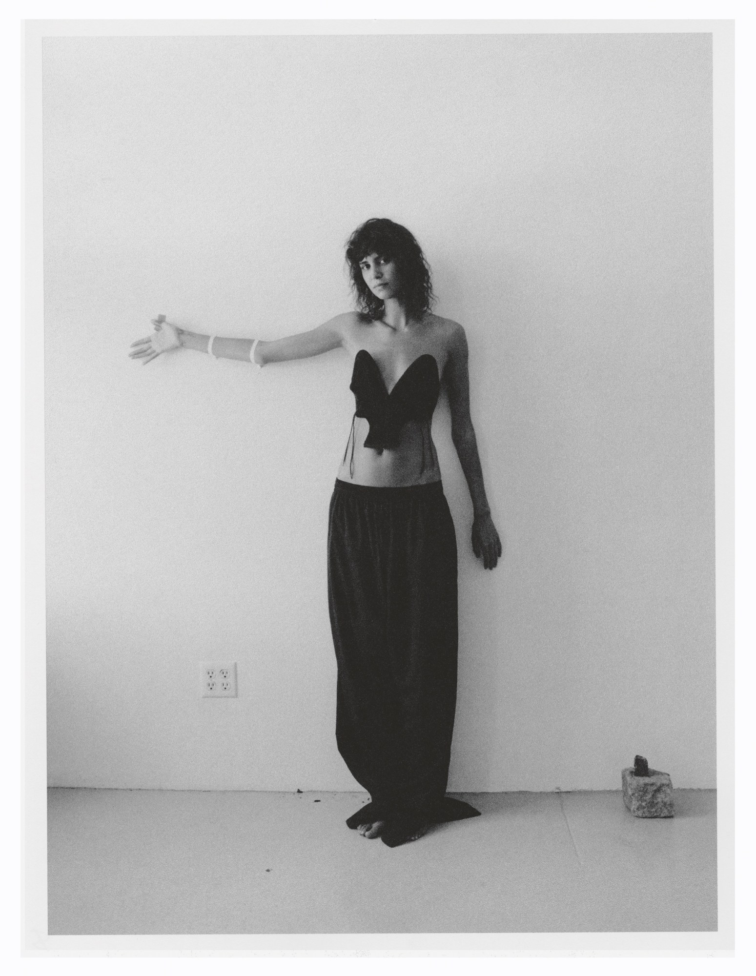 Mica wearing black top and trousers in the Stef Mitchell story in I-D 368 The Earthrise Issue