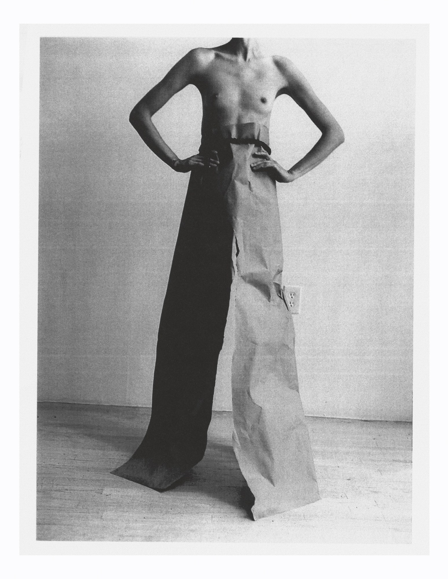 Mica wearing paper trousers in the Stef Mitchell story in I-D 368 The Earthrise Issue