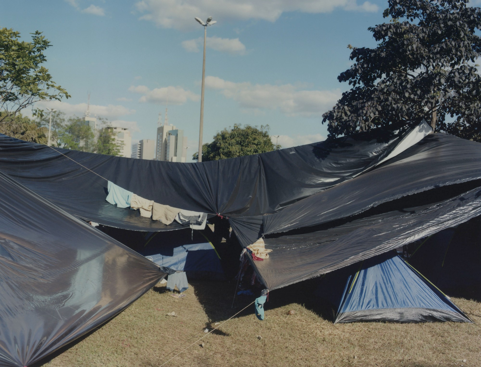 tent at the protests for indigenous people in Brasília