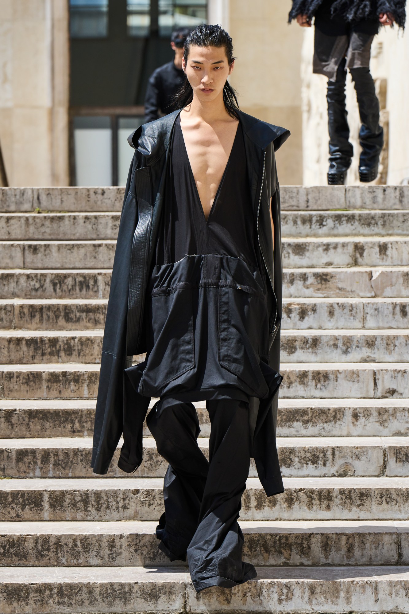 Model walking for Rick Owens SS23 menswear show