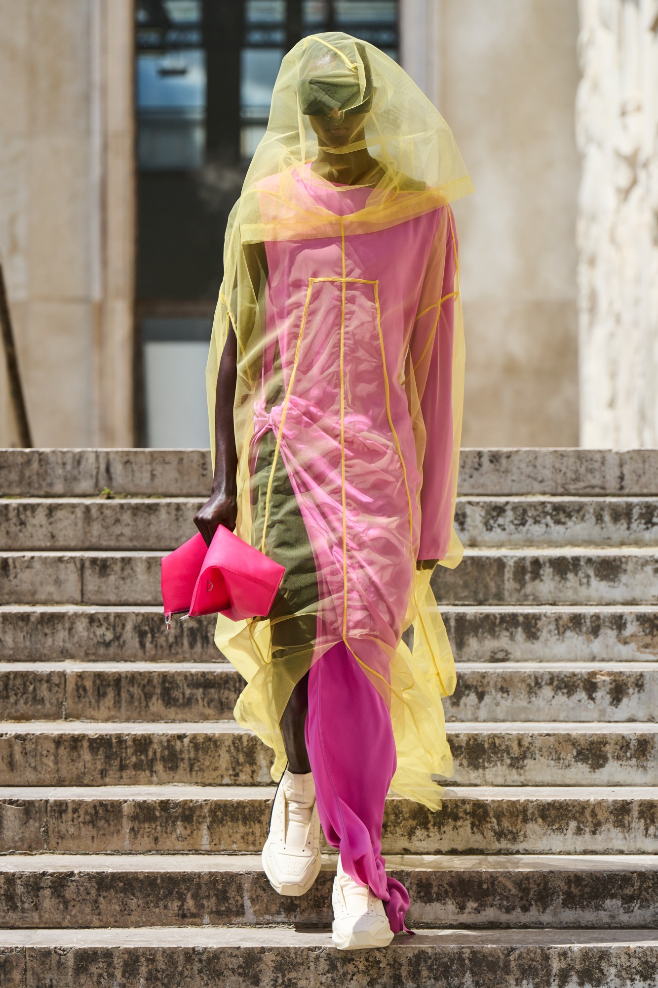 Model walking for Rick Owens SS23 menswear show