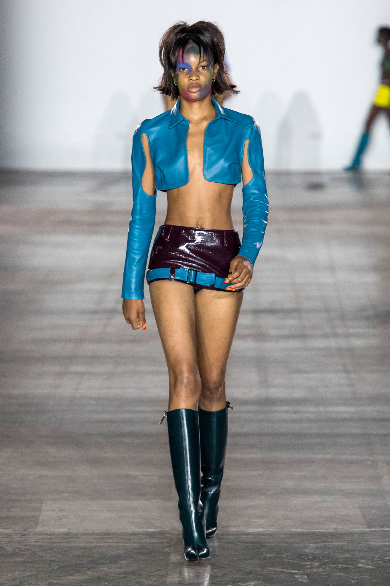 Model walking for Mowalola's collection at Fashion East AW19 show