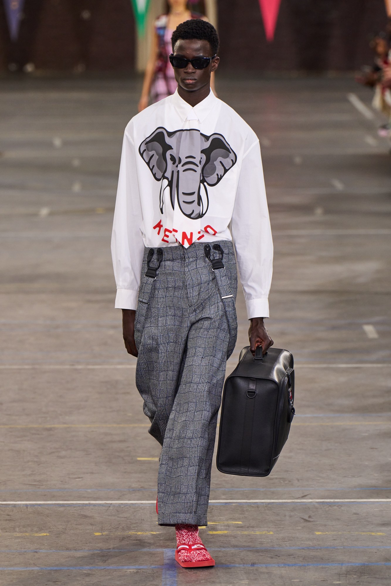 Model walking for Kenzo SS23 Menswear Show