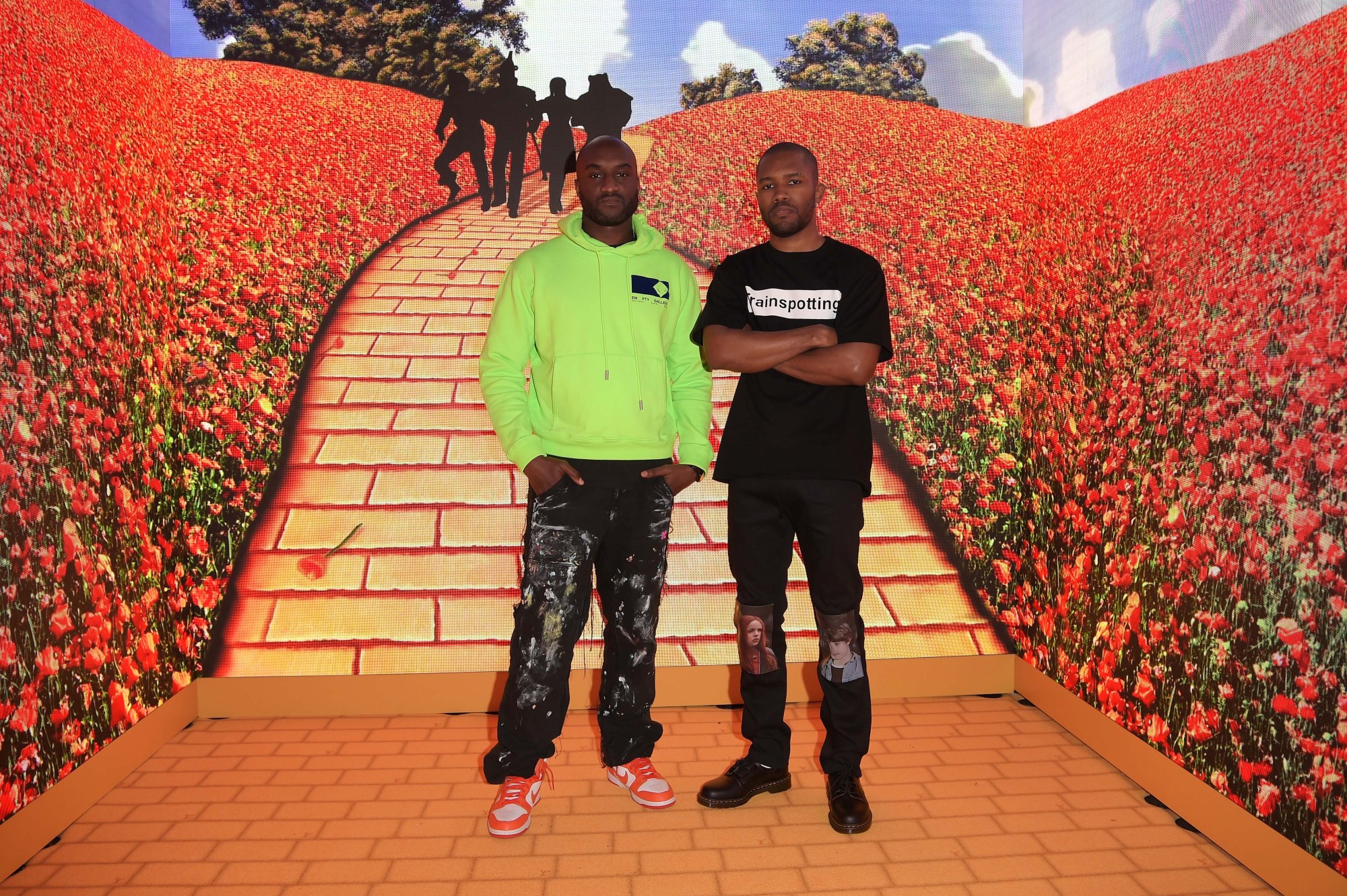 virgil abloh and frank ocean together at the louis vuitton launch