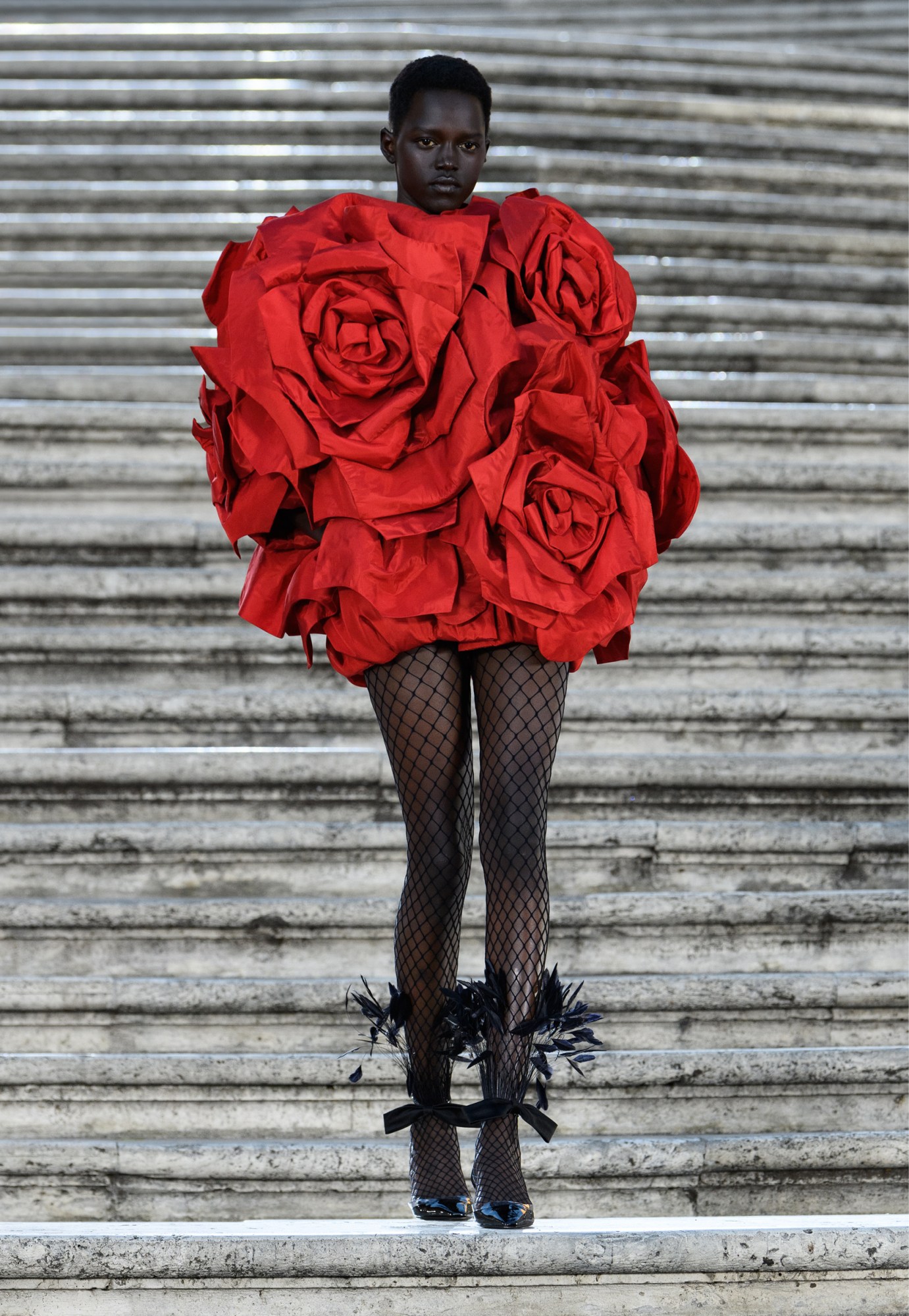 Model walking for Valentino Haute Couture FW22 show