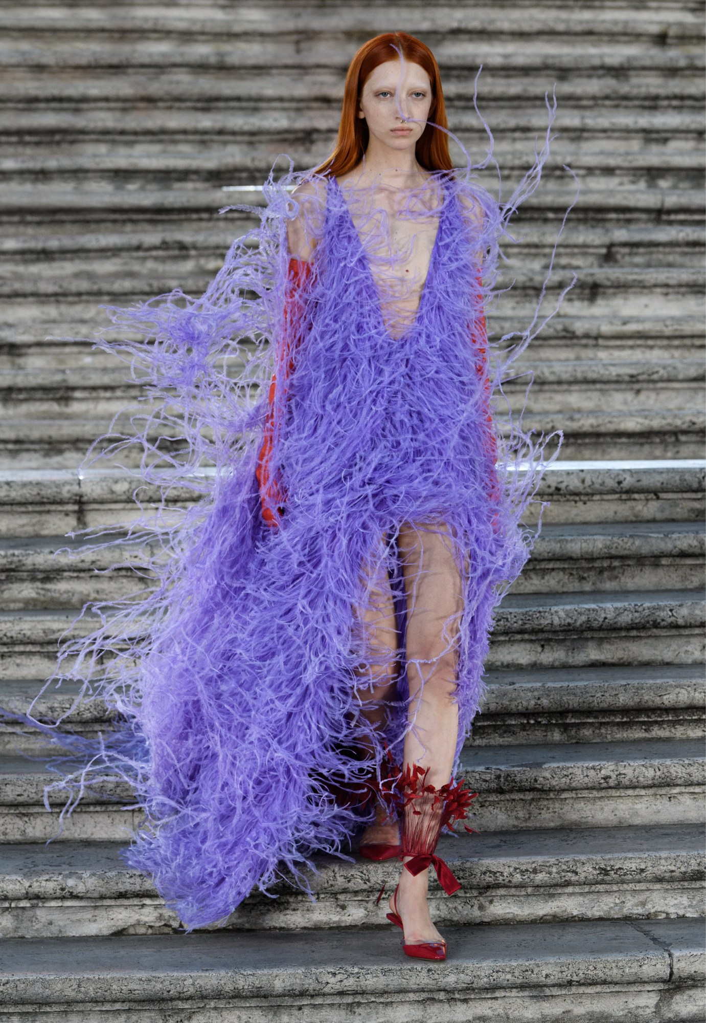 Model walking for Valentino Haute Couture FW22 show