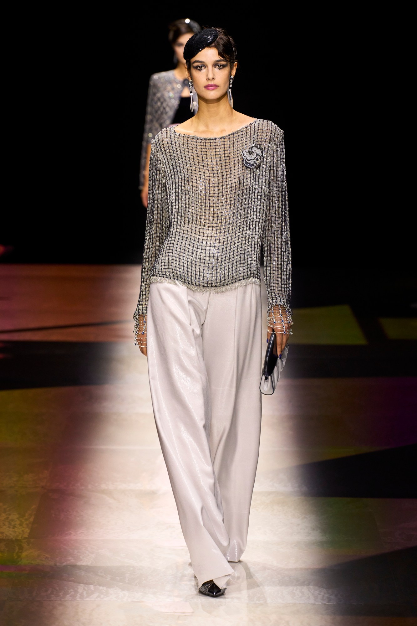 Model walking for Armani Prive Haute Couture FW22 show