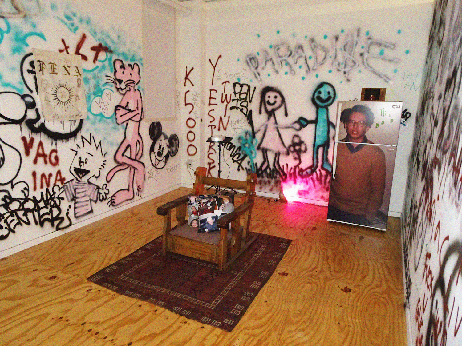 spray painted walls and artwork at sean pablo's chinatown exhibition