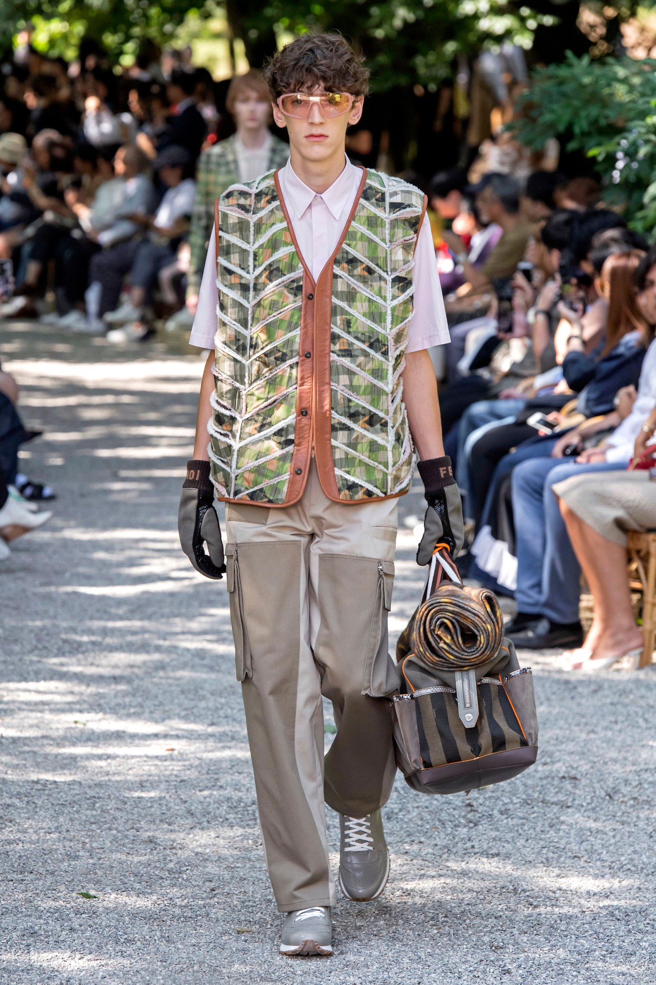 Model walking for Fendi SS20 Menswear