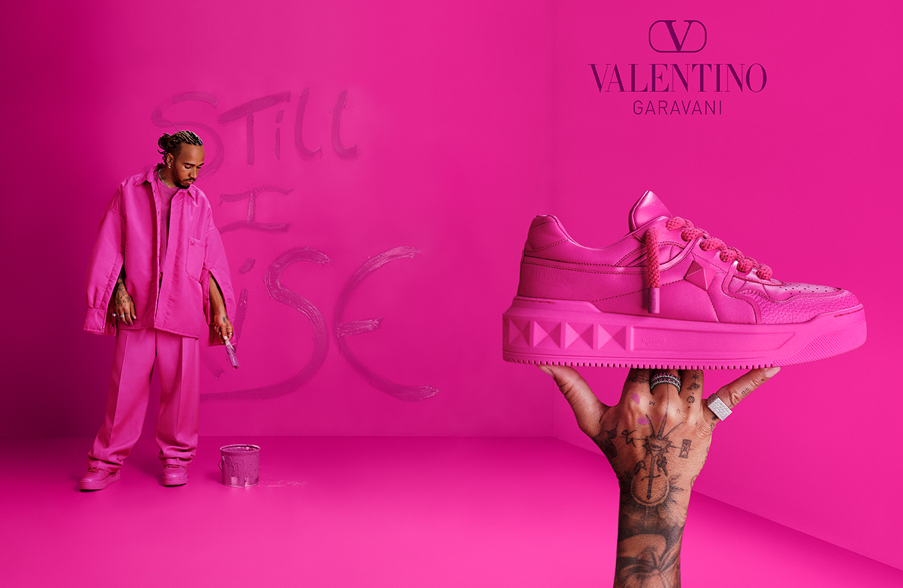 valentino's AW22 campaign featuring lewis hamilton