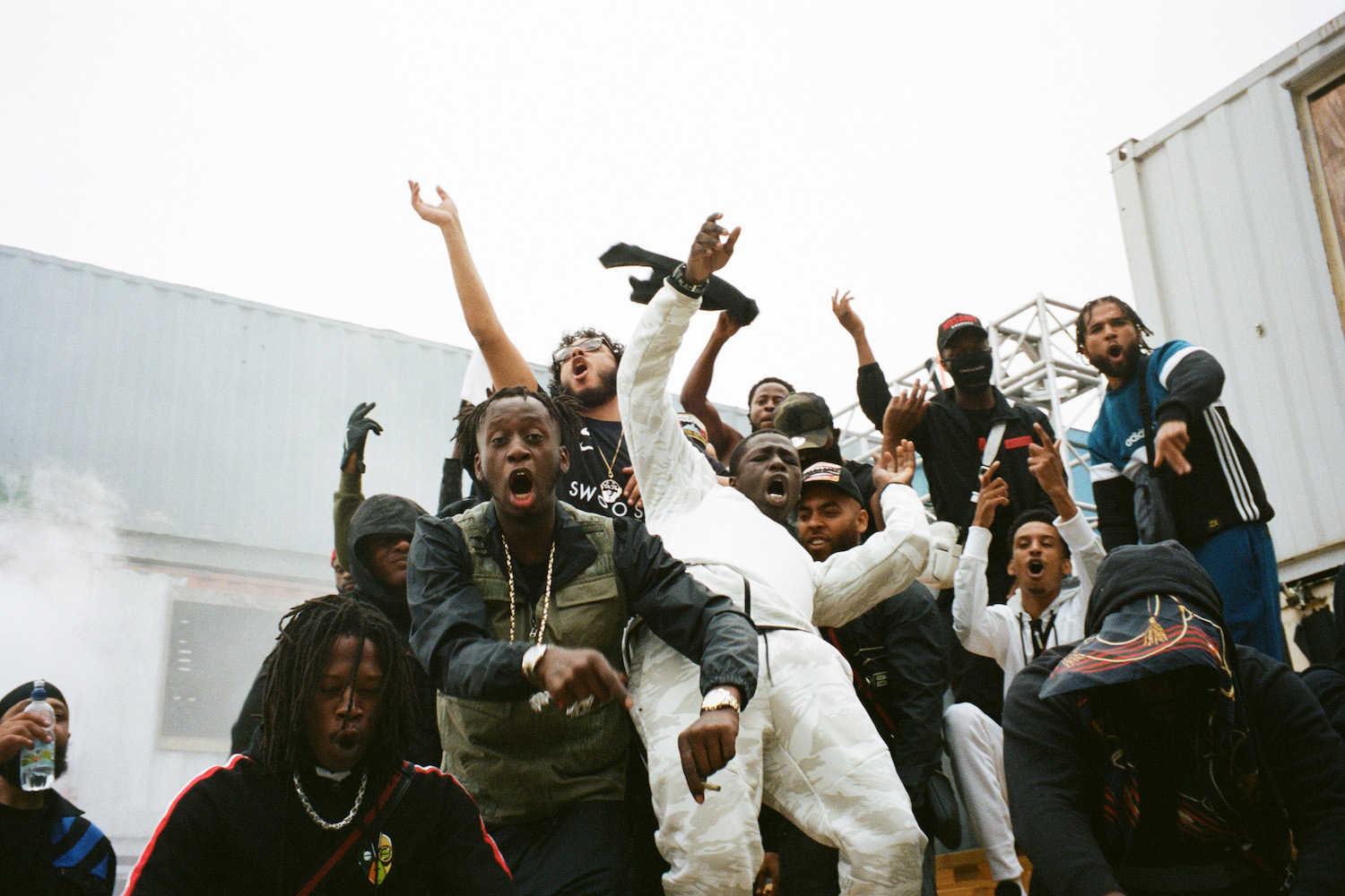 a group of young men having some rowdy fun