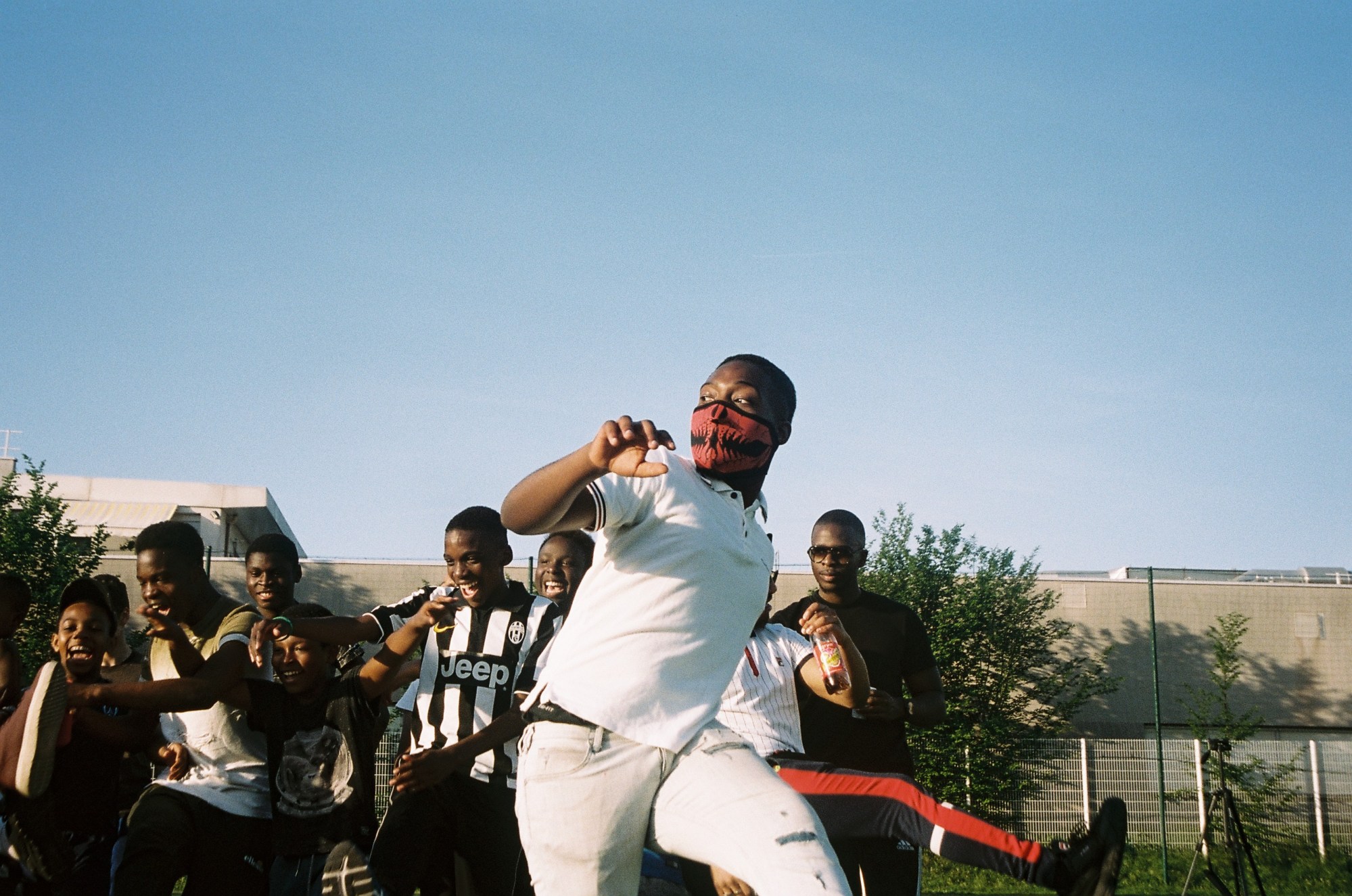 a group of young men dancing