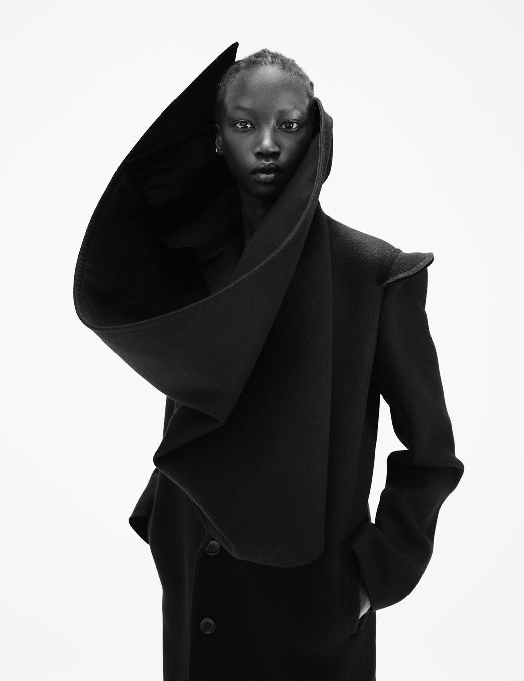 Anok Yai wearing archive Yohji Yamamoto in i-D No. 369 The Ultra! Issue, Fall 2022