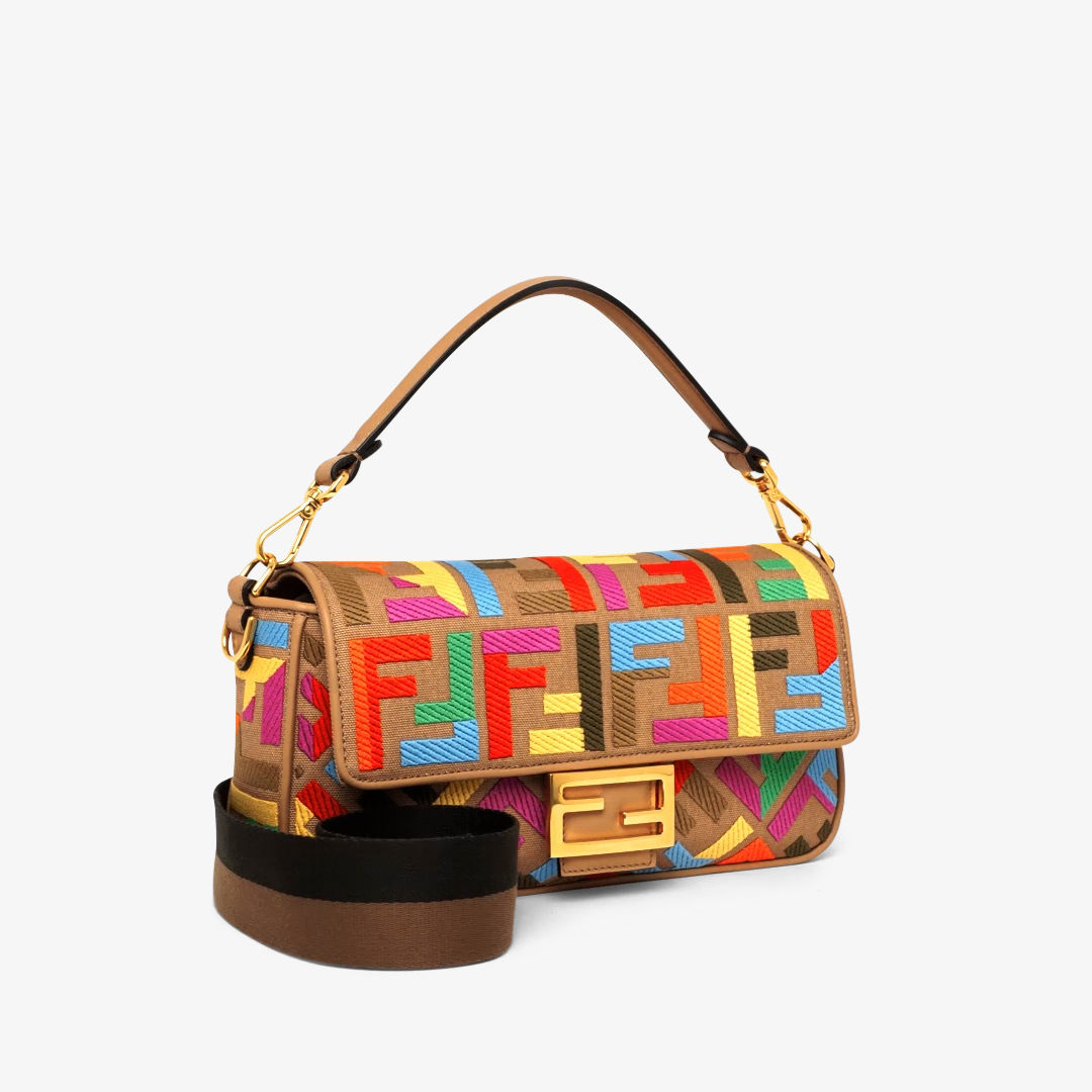 Fendi baguette with rainbow coloured logos