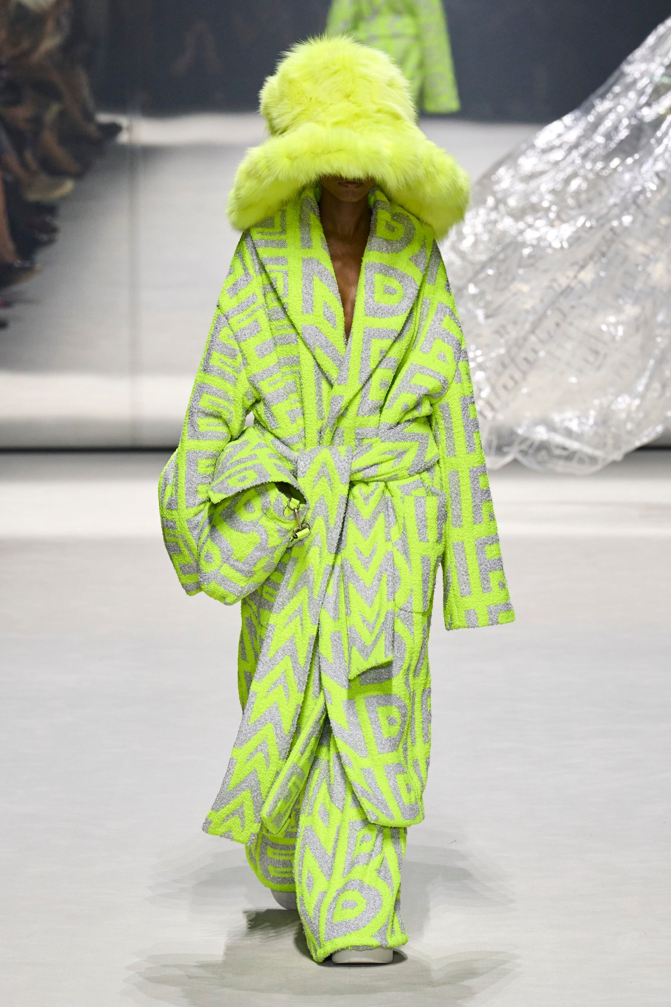 A model walking the runway at Fendi's show in New York