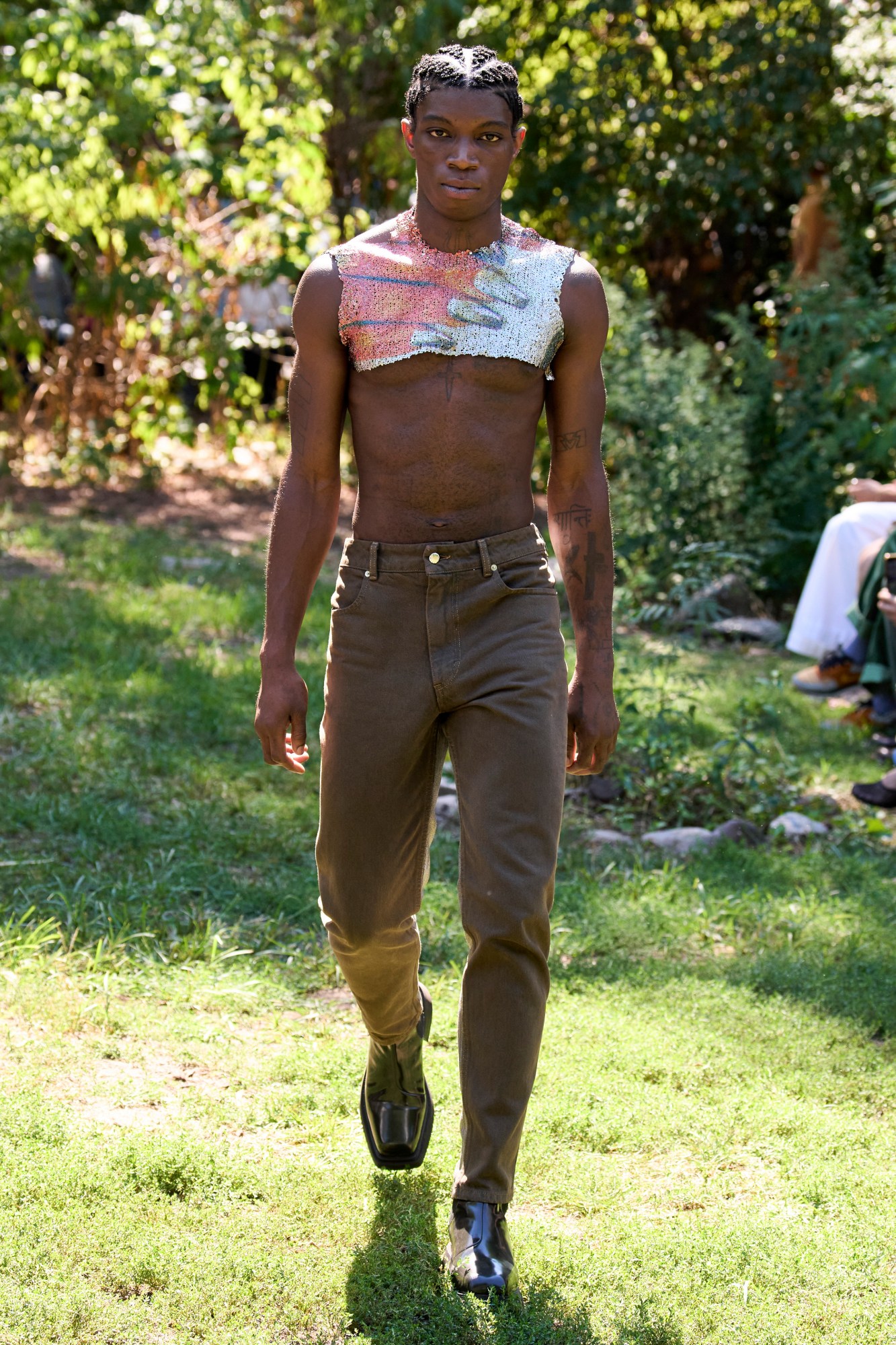 A model walking the runway at Eckhaus Latta SS23