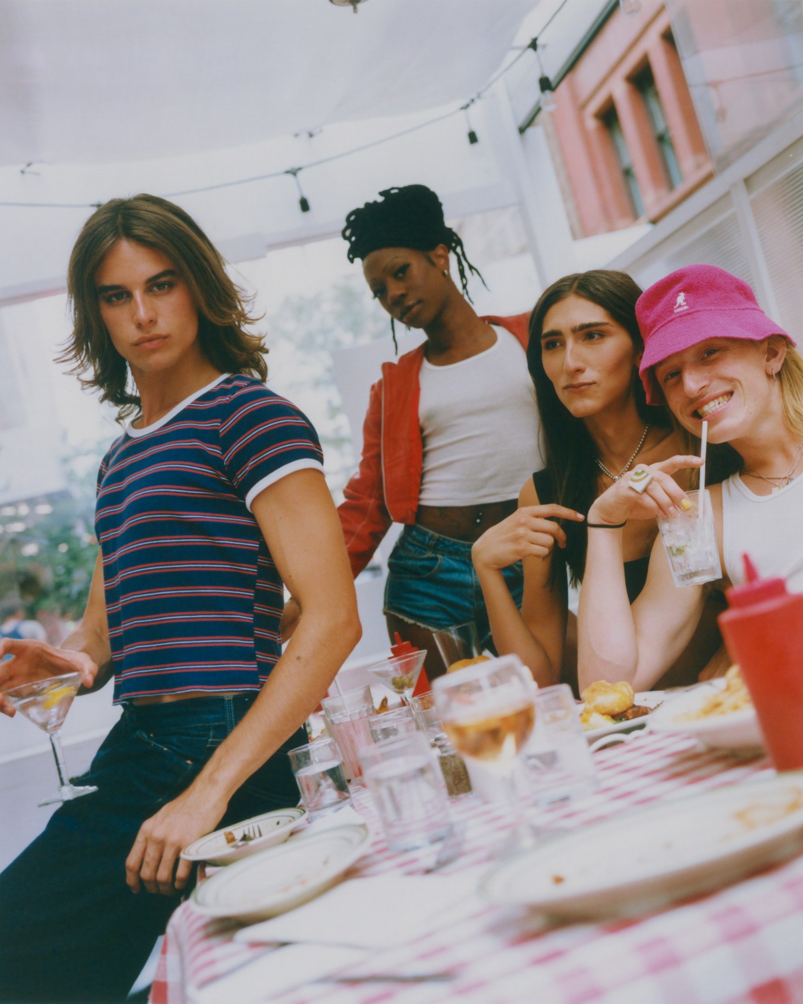 the cast of freeform's the come up posing at fanelli's in new york city