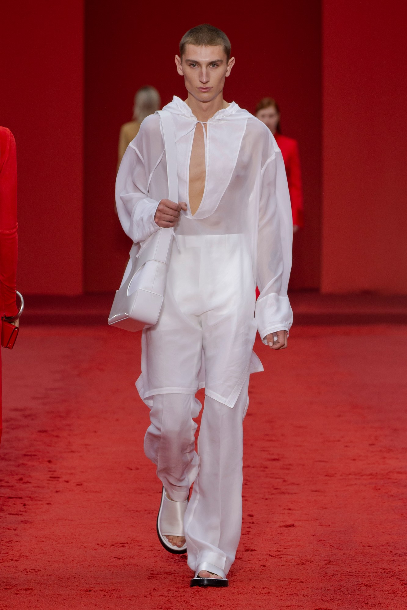 model walking for ferragamo ss23