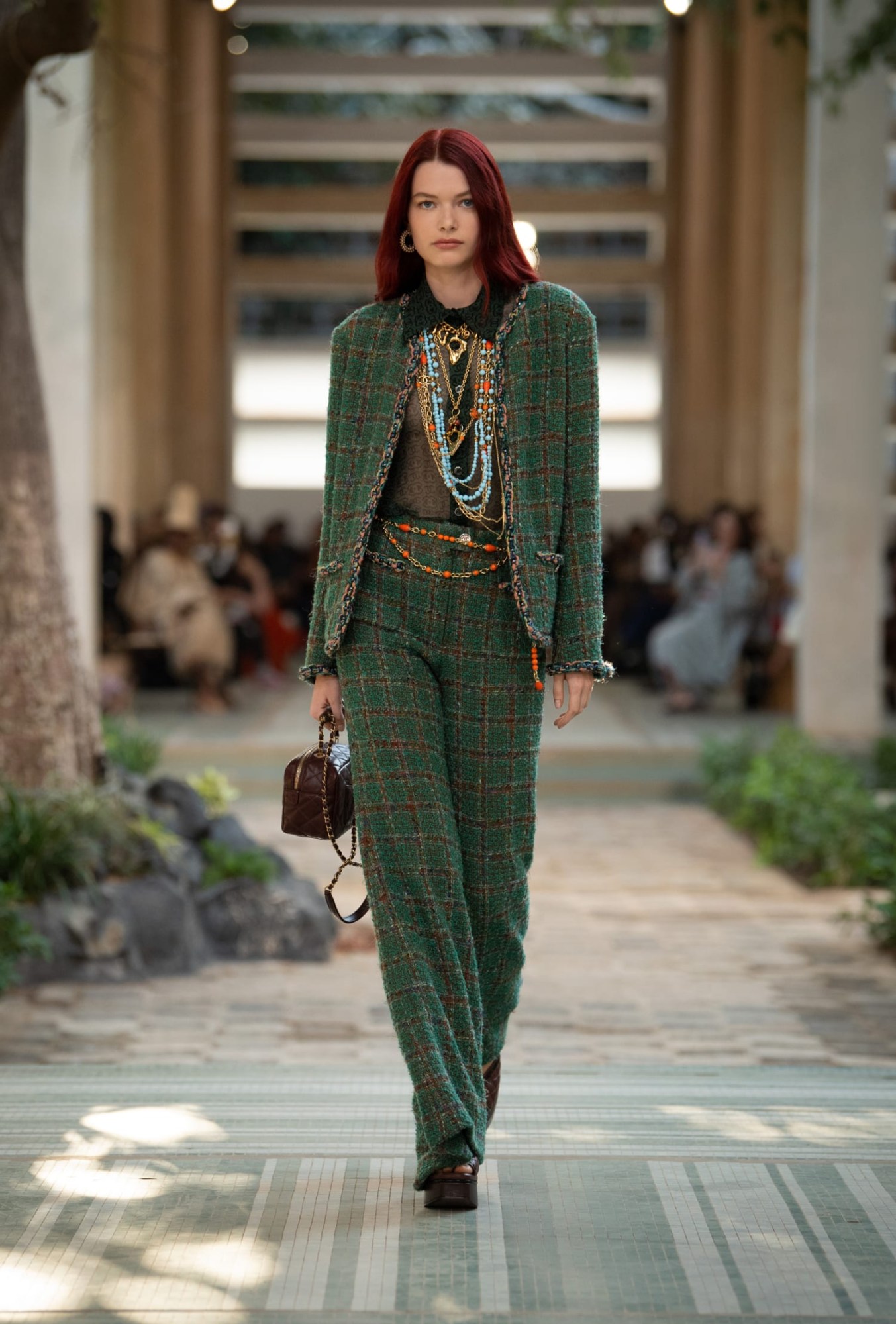 Model walking for Chanel pre-fall show 2023